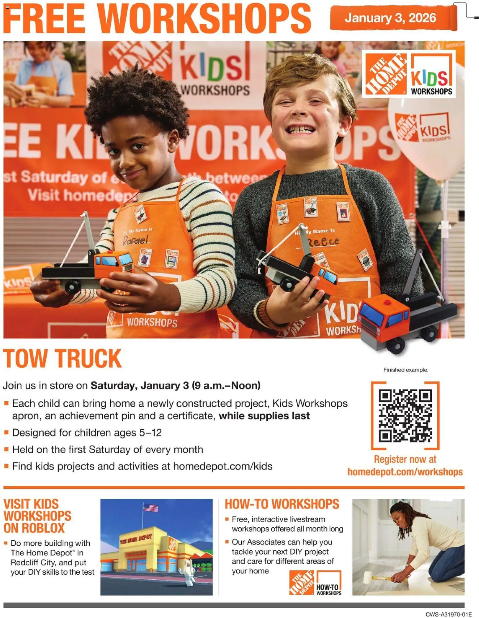 Home Depot Kids Workshops - valid from 03.01.2026 | Page: 1 | Products: Pin