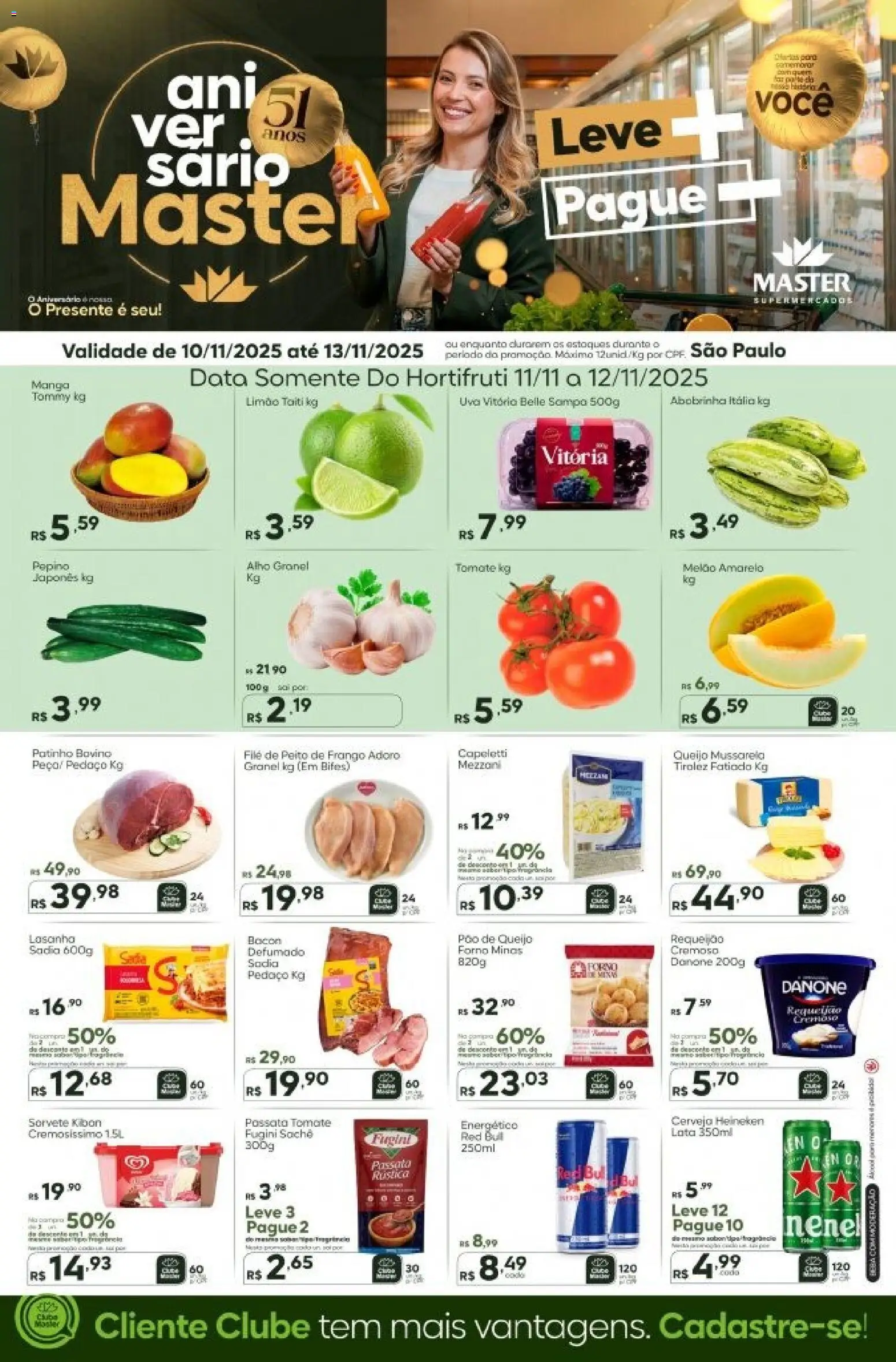 Master Folheto - válido de 10.11.2025 | Página: 1 | Produtos: Abobrinha, Energético, Cerveja Heineken, Sorvete