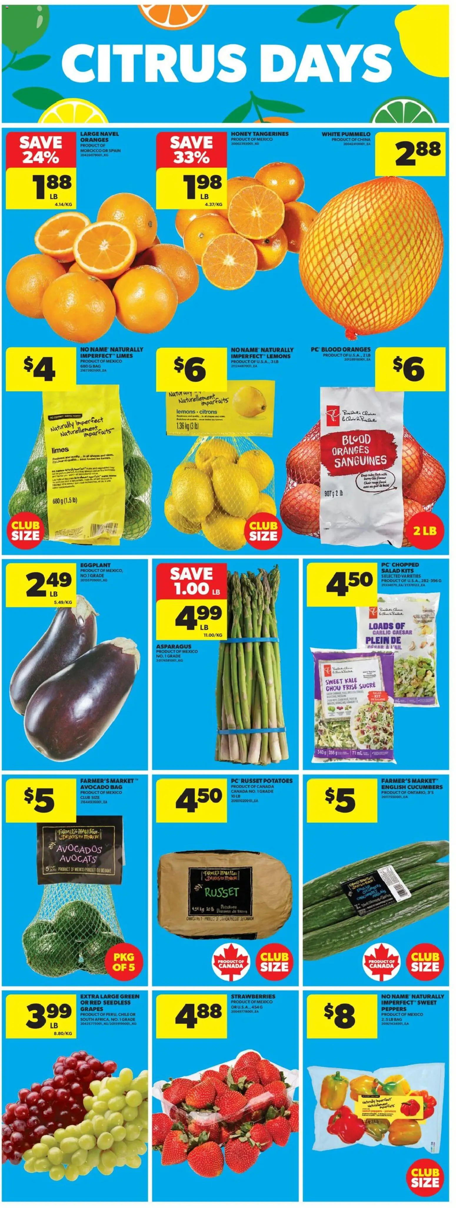 Real Canadian Superstore flyer valid from 12.02.2026 | Page: 19 | Products: Strawberries, Tangerines, Potatoes, Oranges