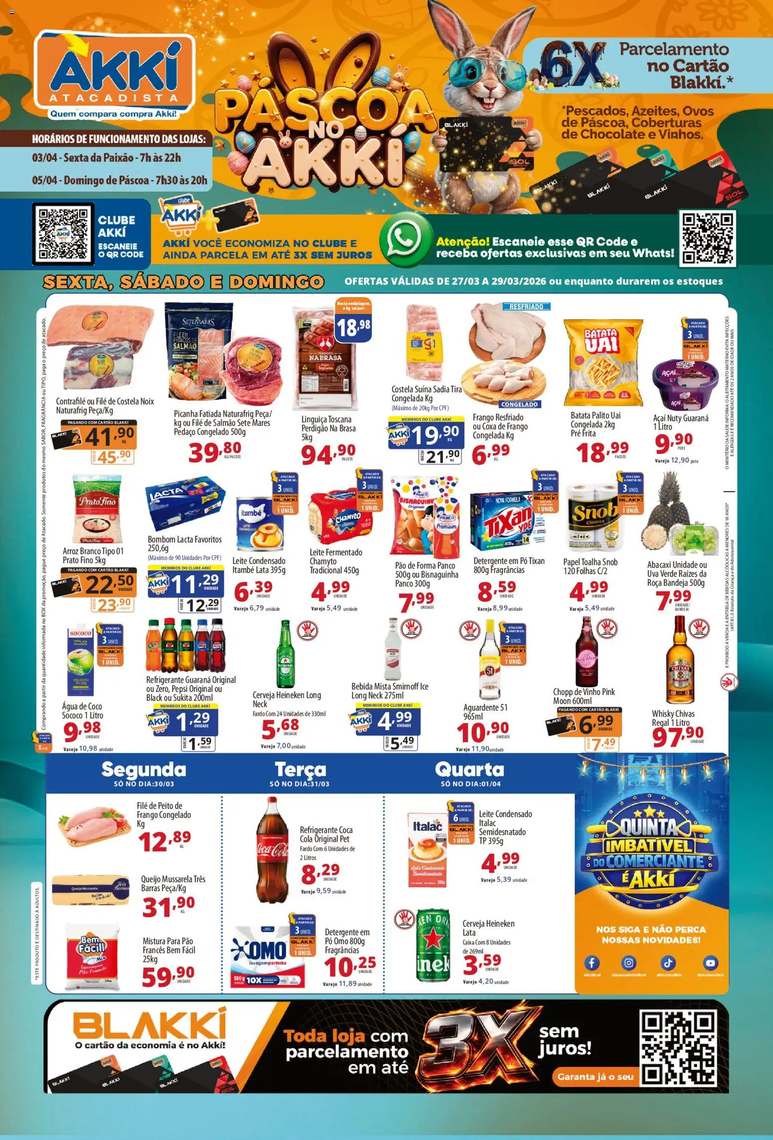 Akki Atacadista Folheto - válido de 27.03.2026 | Página: 1 | Produtos: Guaraná, Coxa de frango, Bombom, Pão francês