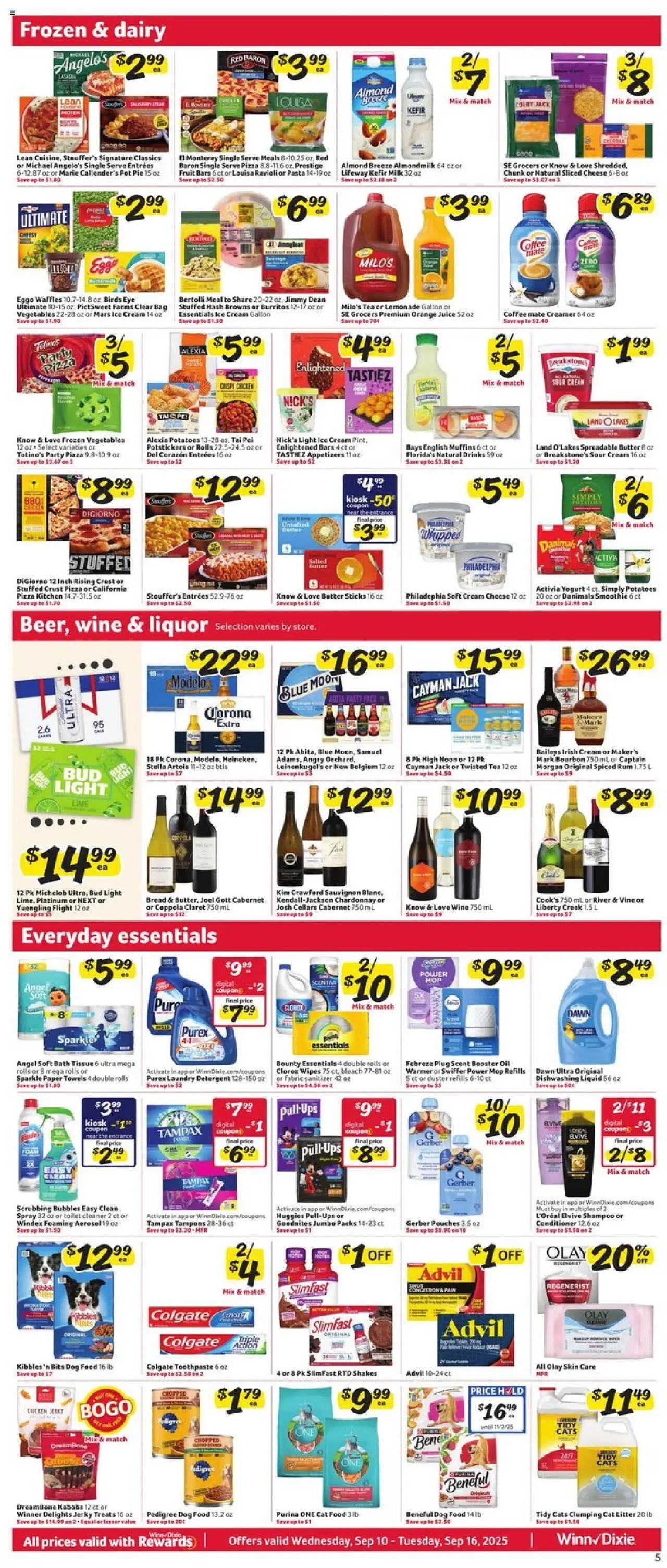 Winn Dixie Weekly Circular - LA - valid from 10.09.2025 | Page: 7 | Products: Cheese, Yogurt, Detergent, Vegetables