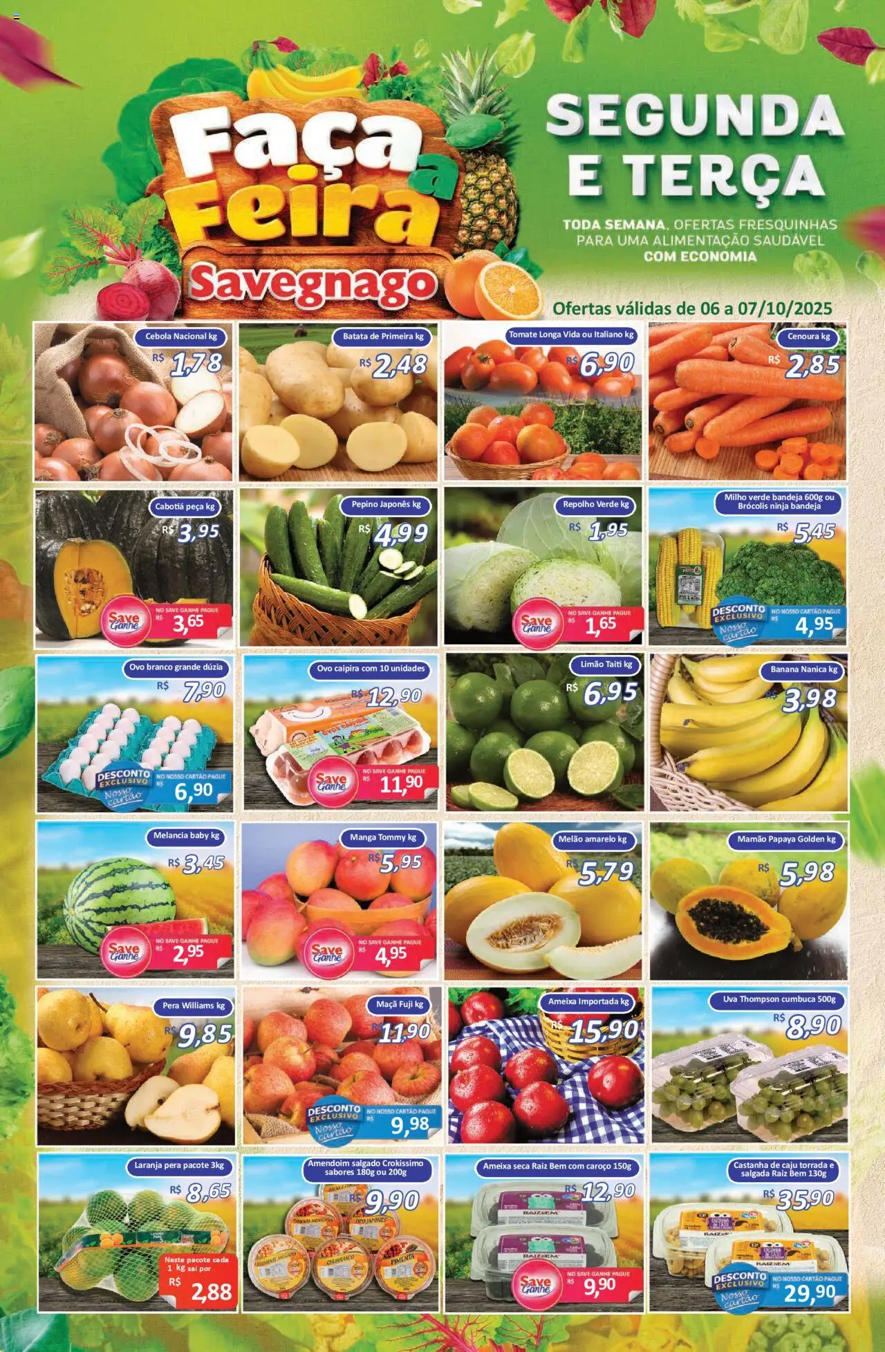 Savegnago Folheto - válido de 06.10.2025 | Página: 1 | Produtos: Melancia, Cebola, Pimenta, Batata