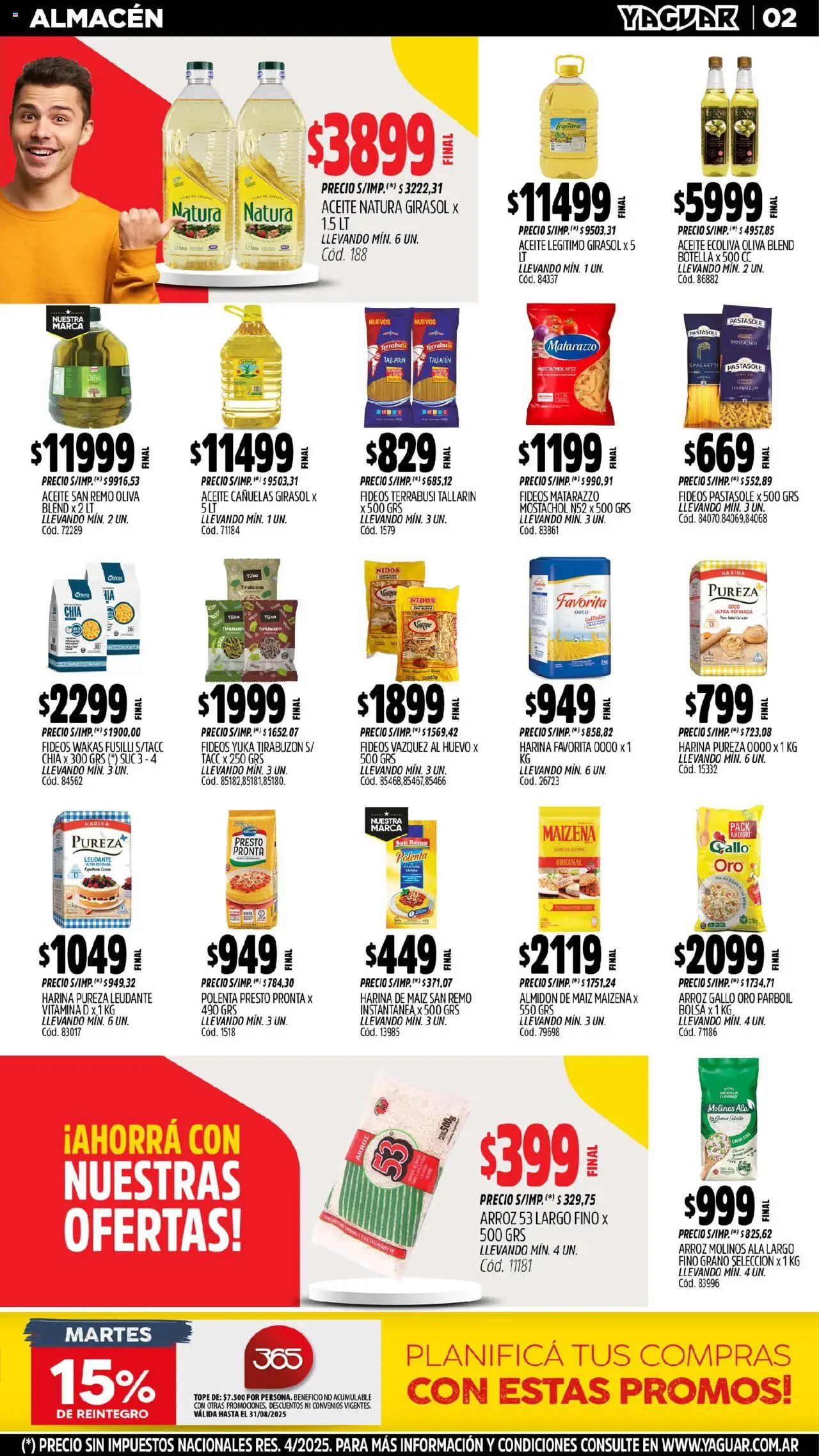 Yaguar - Misiones │ válido desde el 18.08.2025 | Página: 2 | Productos: Aceite, Polenta, Huevo, Arroz