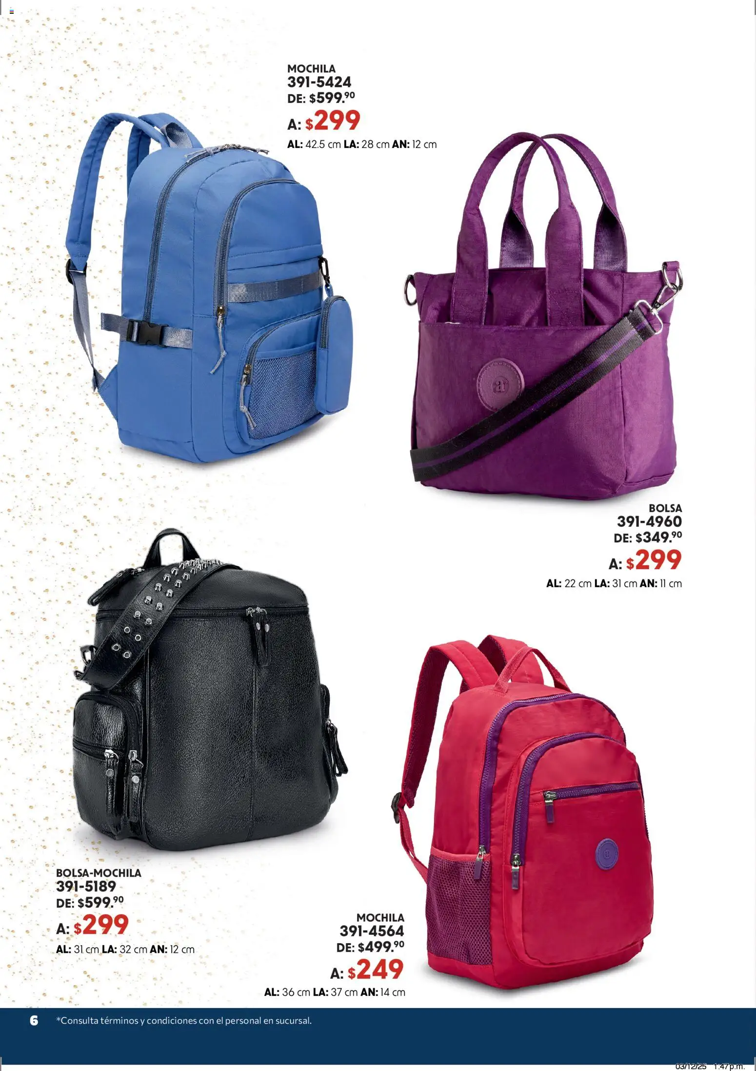 Nuevas ofertas de Andrea válidas en toda la República Mexicana desde el 07.12.2025. ¡Encuentra las mejores ofertas en Andrea catálogo Accesorízate esta Navidad! | Página: 6 | Productos: Bolsa, Mochila
