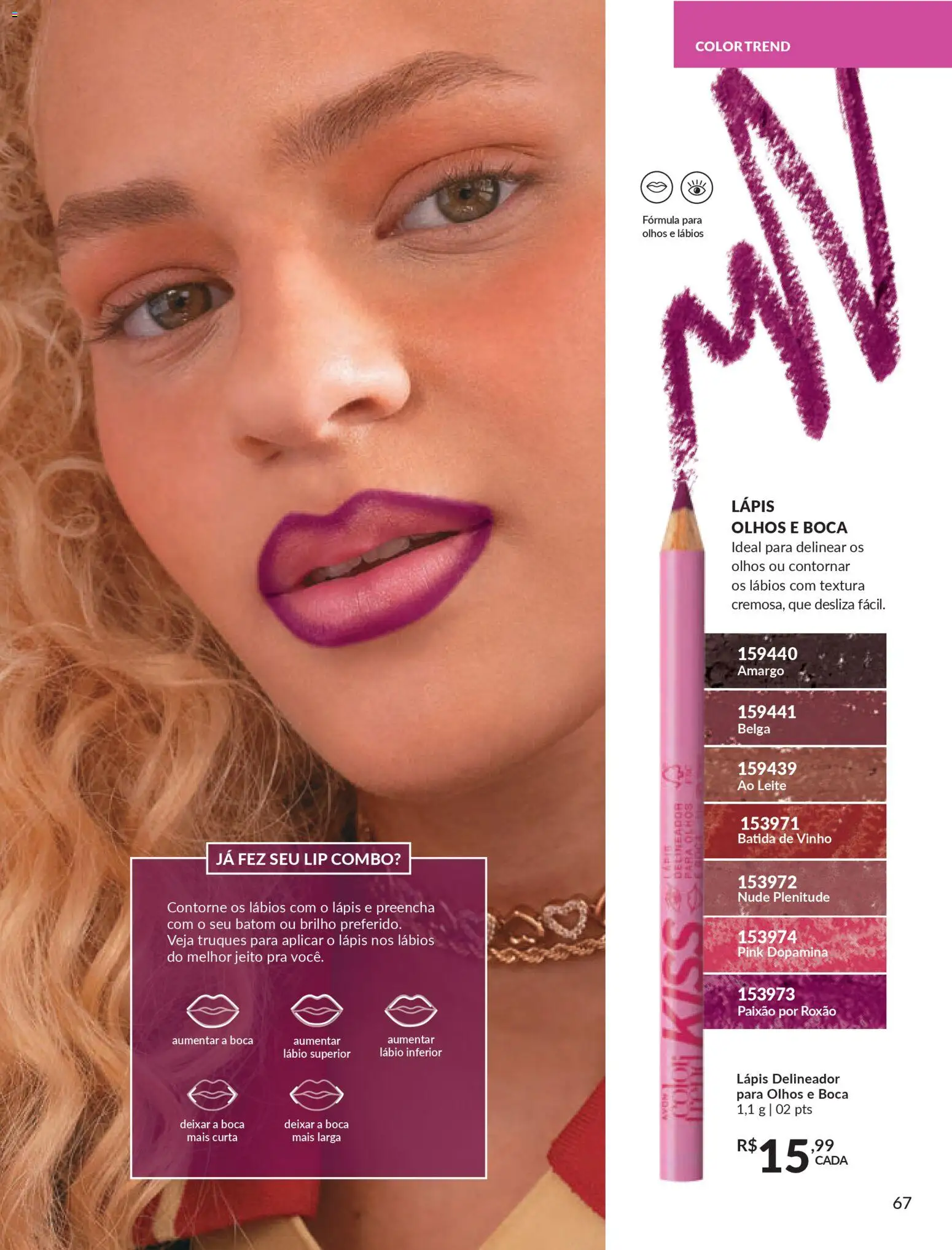Avon Folheto - válido de 18.02.2026 | Página: 67 | Produtos: Batom, Lápis, Leite, Vinho