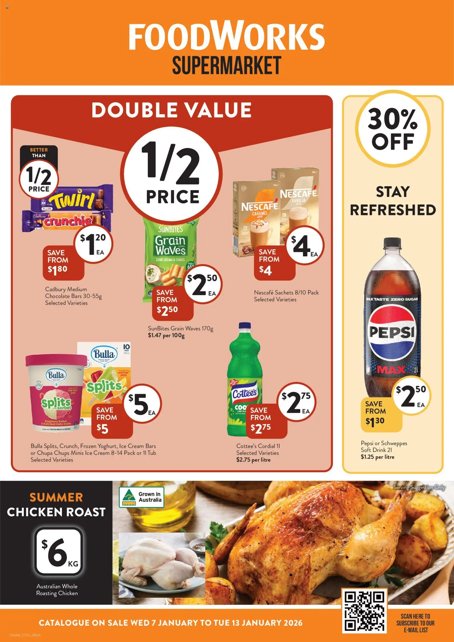 Foodworks catalogue - valid from 07.01.2026 | Page: 1 | Products: Pepsi, Sugar, Lime, Raspberry