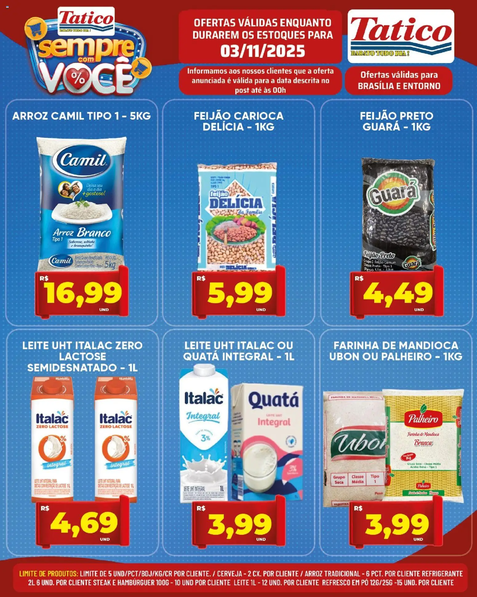 Tatico Folheto - válido de 03.11.2025 | Página: 2 | Produtos: Feijão, Leite, Hambúrguer, Refrigerante