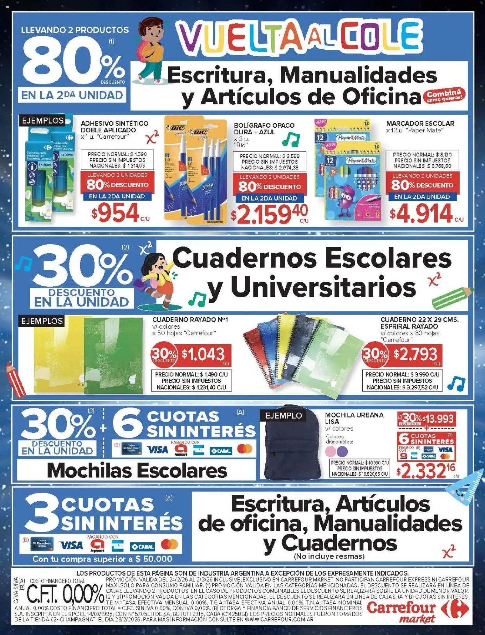 Carrefour ofertas │ válido desde el 24.02.2026 | Página: 54 | Productos: Mate, Banco, Sobre, Cuaderno