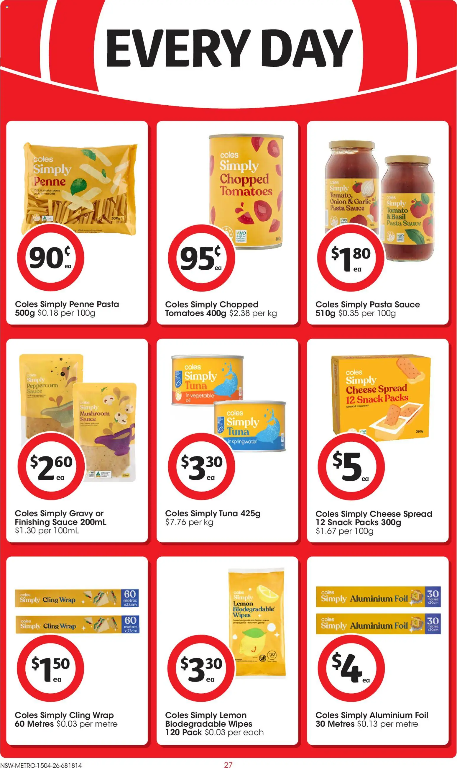 Coles catalogue - valid from 15.04.2026 | Page: 27 | Products: Aluminium foil, Pasta, Lemon, Garlic