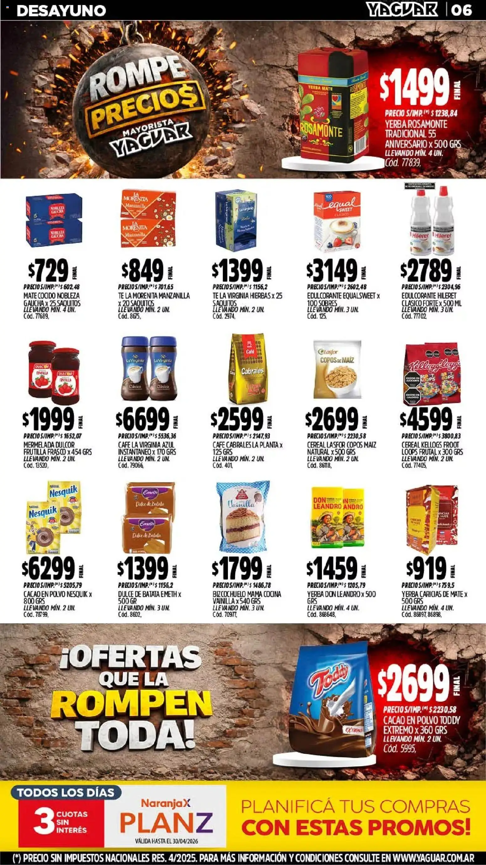 Yaguar - Oferta Semanal Chaco │ válido desde el 06.04.2026 | Página: 6 | Productos: Copos, Yerba, Polvo, Edulcorante