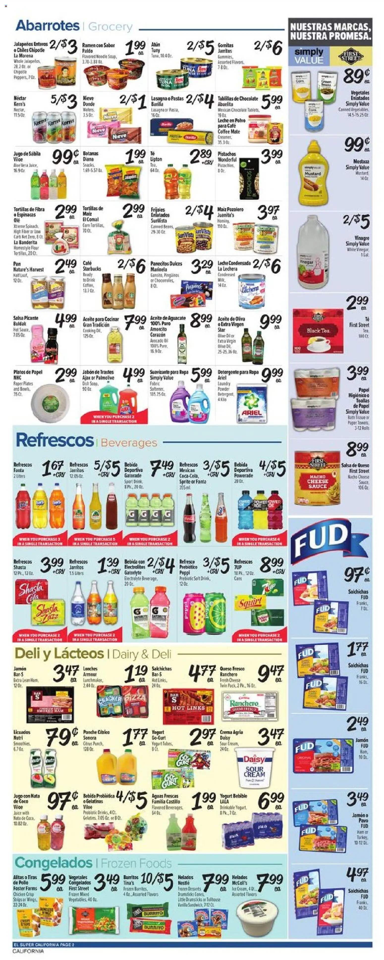 El Super Weekly Ad - CA - valid from 14.01.2026 | Page: 2 | Products: Yogurt, Oil, Ham, Tea