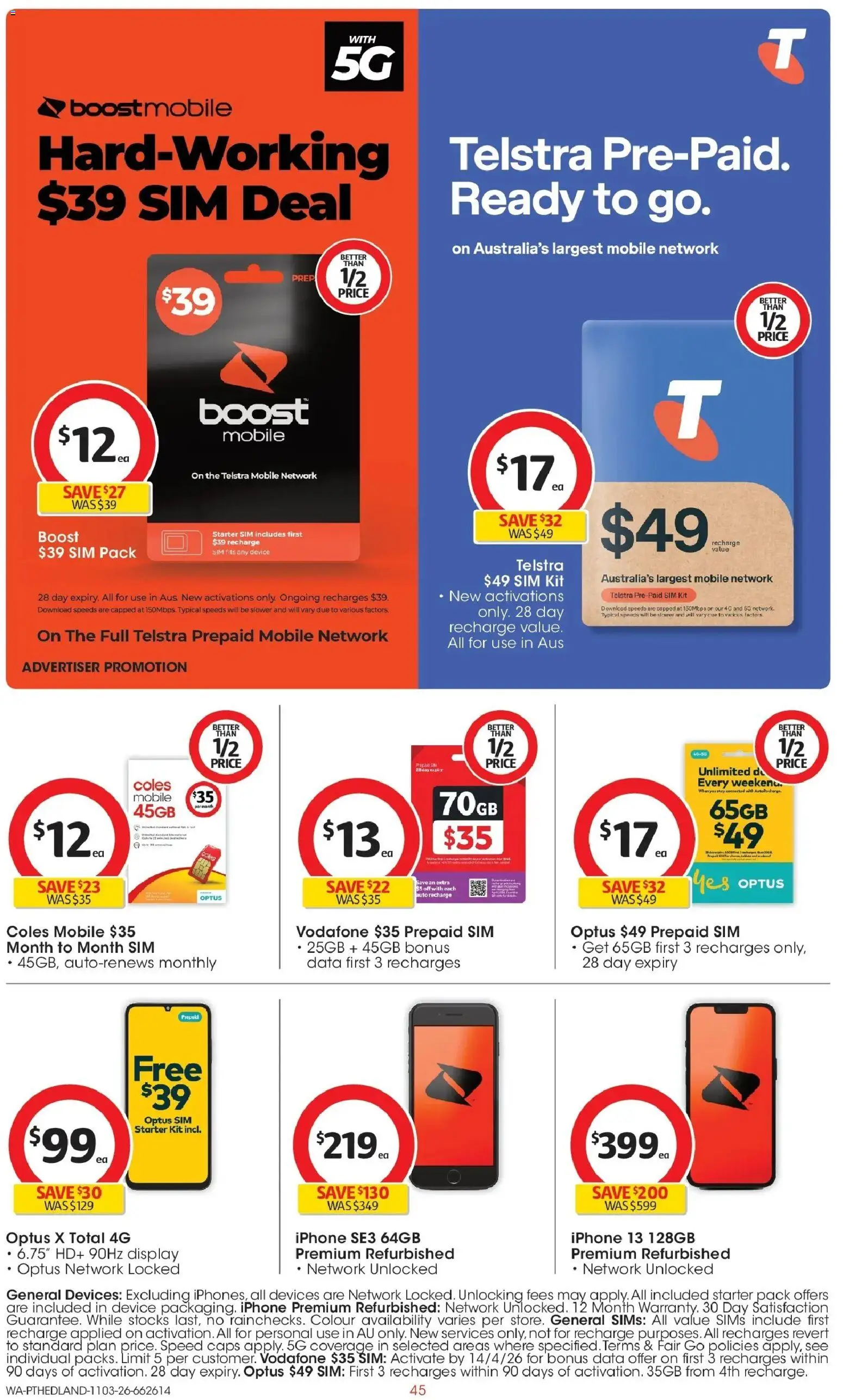 Coles catalogue - valid from 11.03.2026 | Page: 45 | Products: Device, Iphone, Mobile