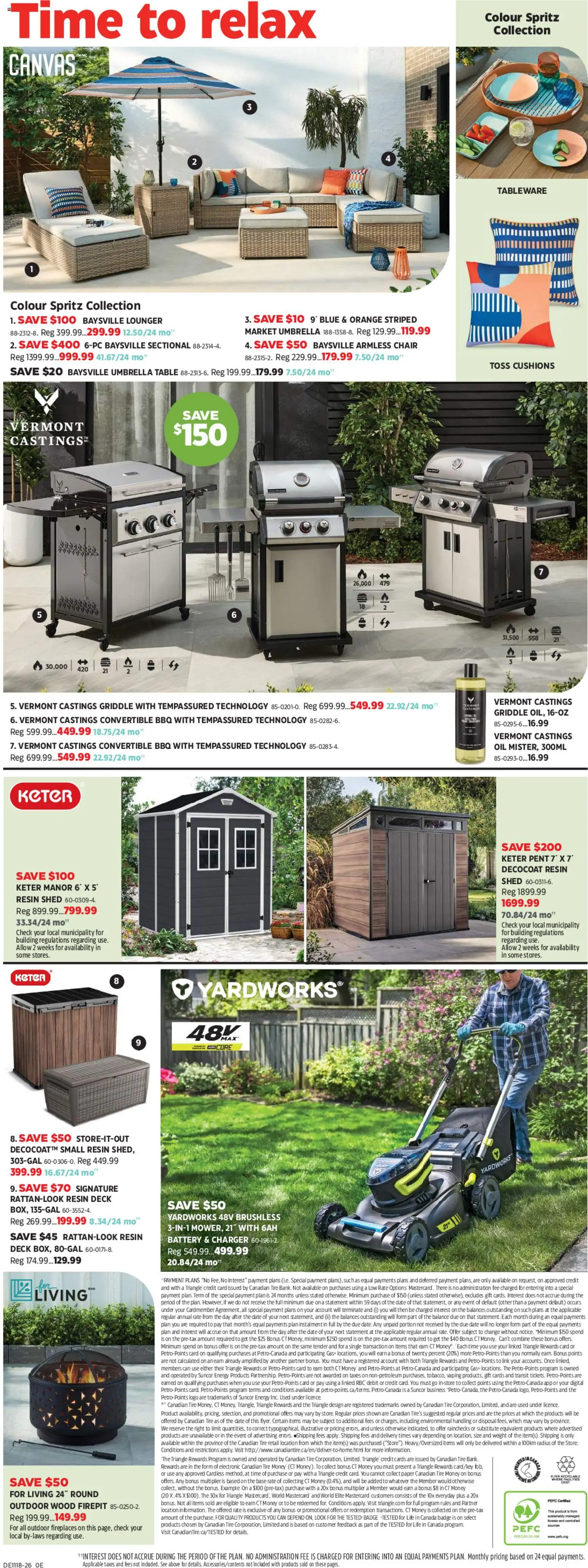 Canadian Tire flyer valid from 30.04.2026 | Page: 23 | Products: Umbrella, Chair, Battery, Oil