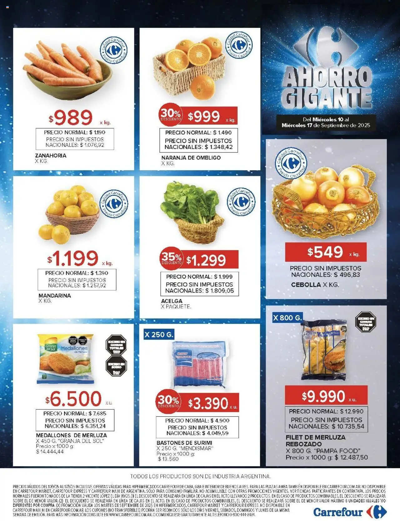 Carrefour ofertas │ válido desde el 10.09.2025 | Página: 15 | Productos: Sobre, Cebolla, Acelga, Zanahoria