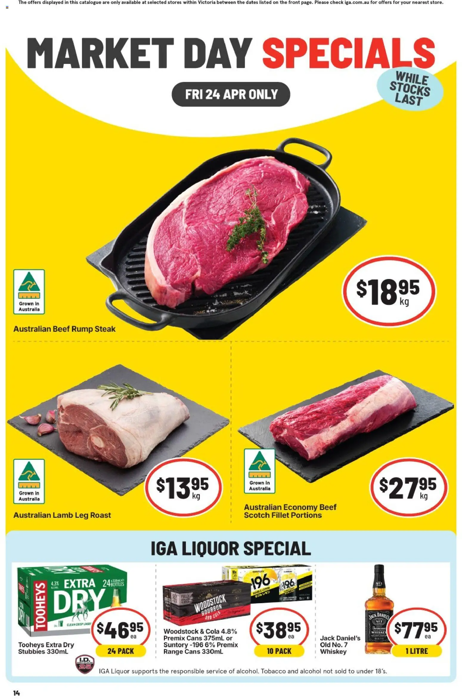 IGA catalogue - valid from 23.04.2026 | Page: 1 | Products: Lamb, Beef, Whiskey, Scotch