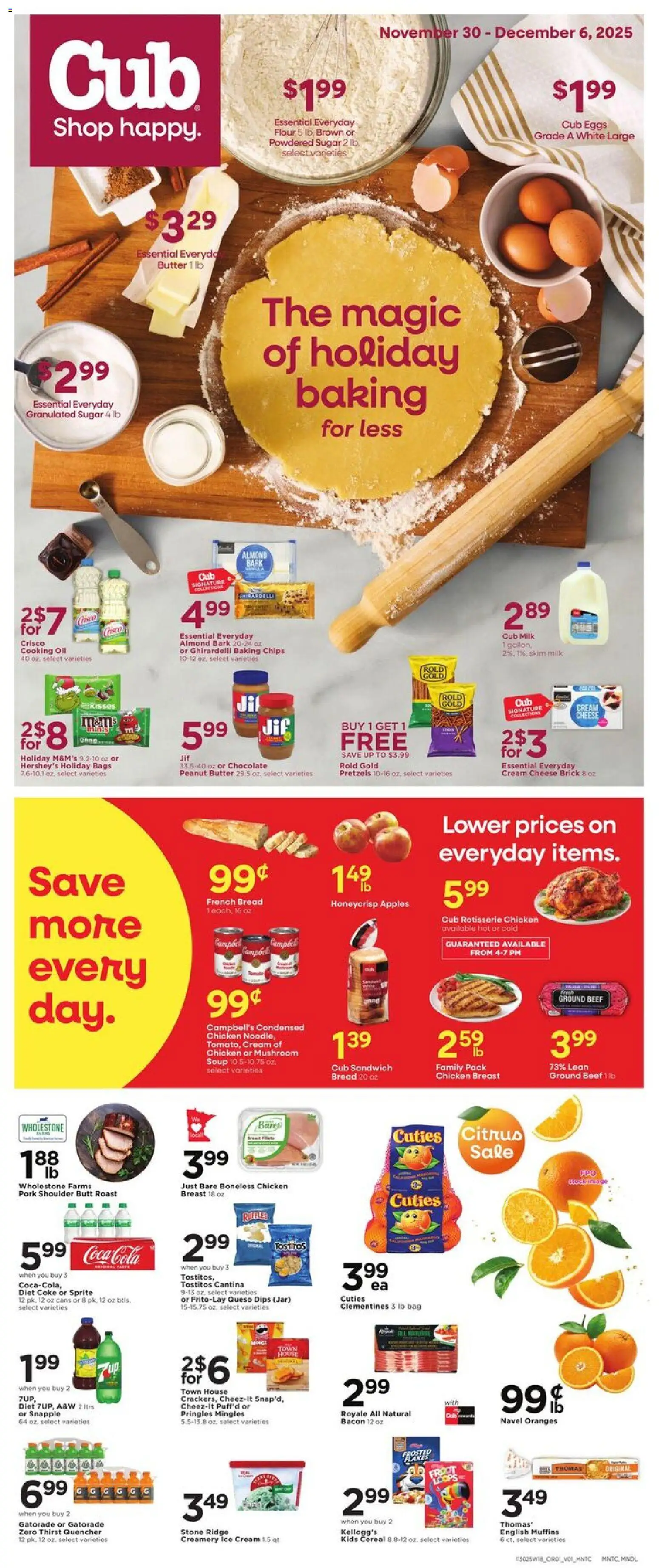 Cub Foods Weekly Ad - valid from 30.11.2025 | Page: 1 | Products: Bread, Apples, Chips, Sugar