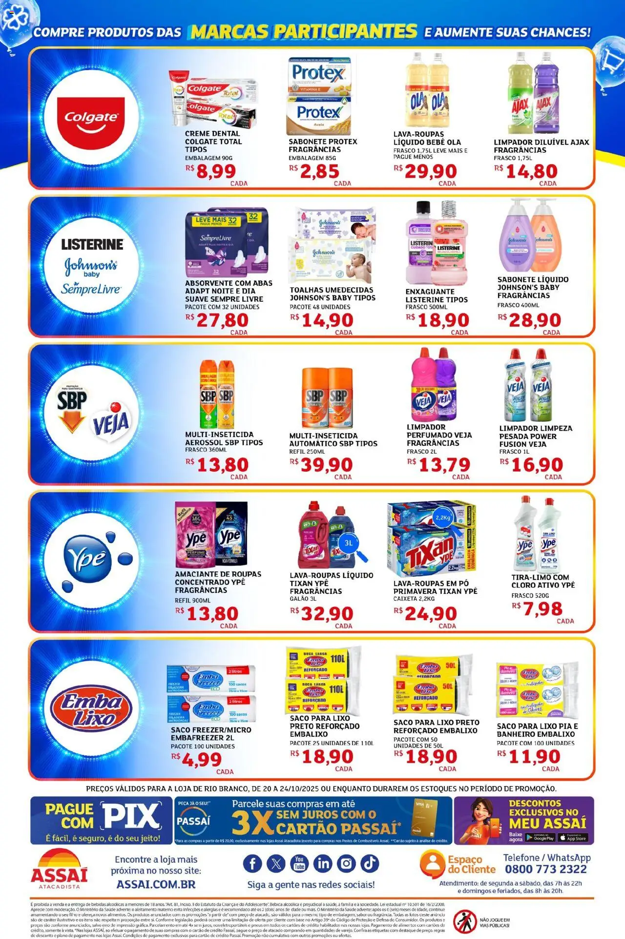 Assaí Atacadista Folheto - válido de 20.10.2025 | Página: 6 | Produtos: Pó, Bebida, Amaciante, Sabonete líquido