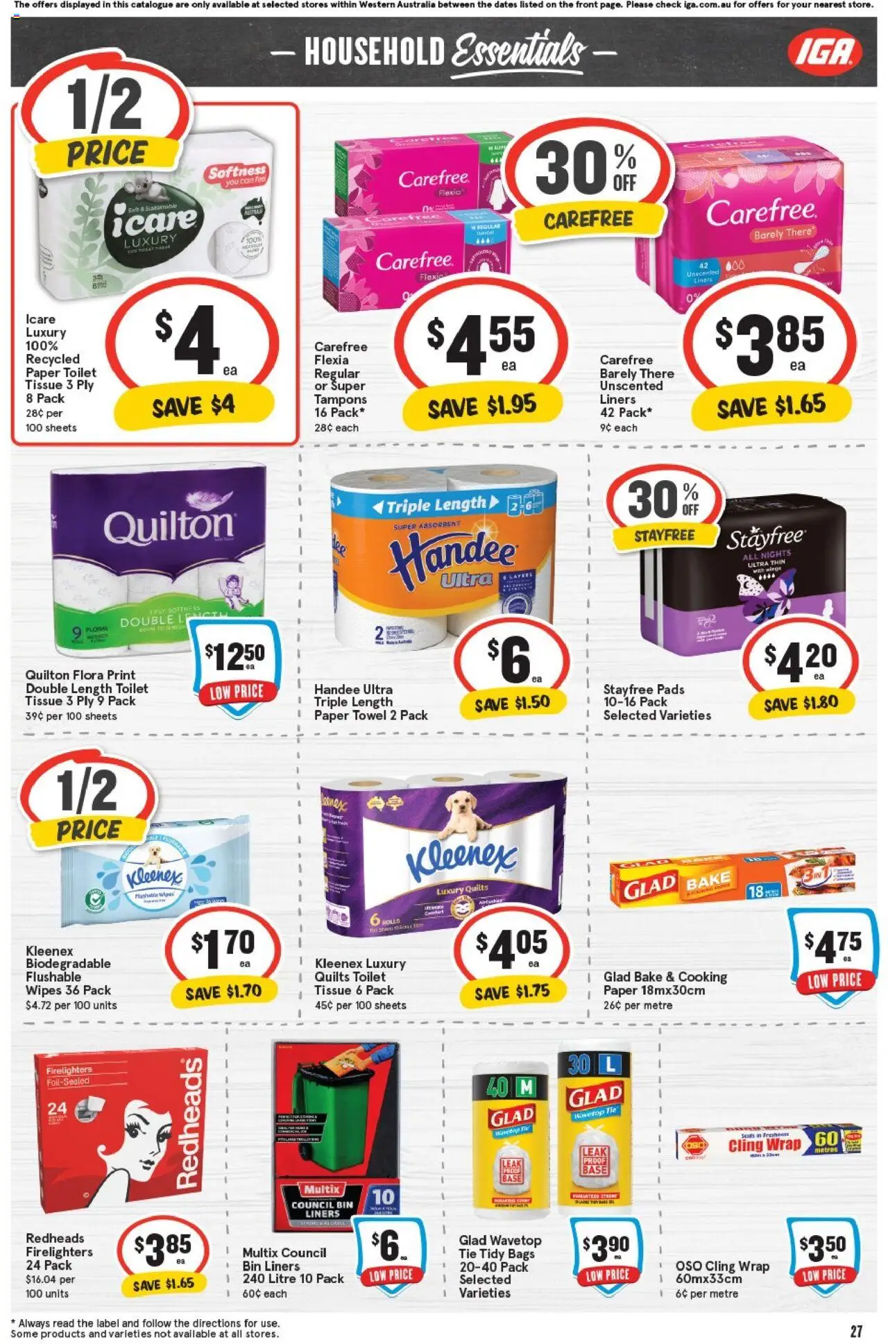 IGA catalogue - valid from 08.10.2025 | Page: 30 | Products: Toilet, Household, Tie, Tampons