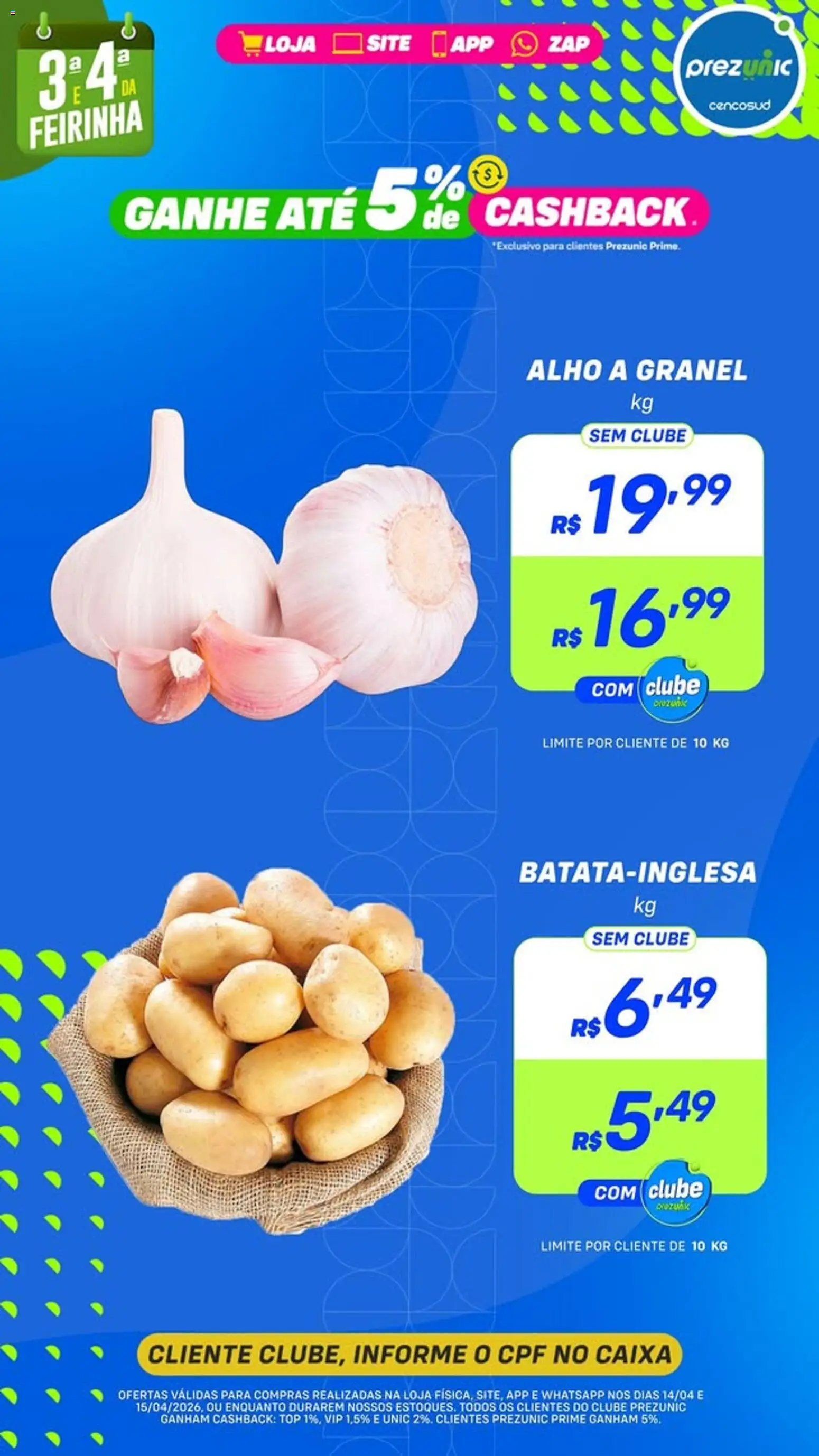Prezunic Folheto - válido de 14.04.2026 | Página: 1 | Produtos: Alho, Caixa