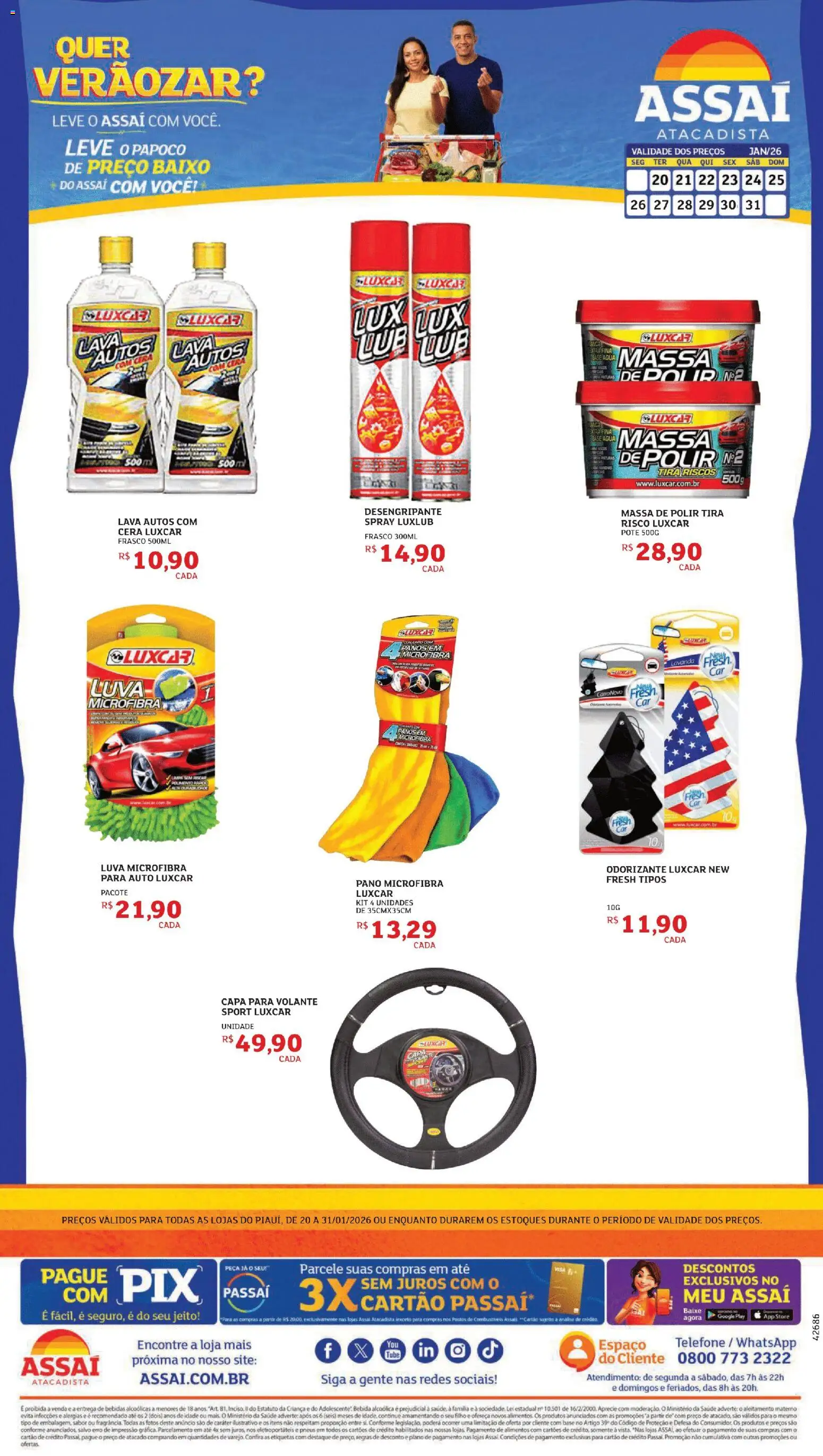 Assaí Atacadista Folheto - válido de 20.01.2026 | Página: 1 | Produtos: Pera, Pneus, Base, Bebida