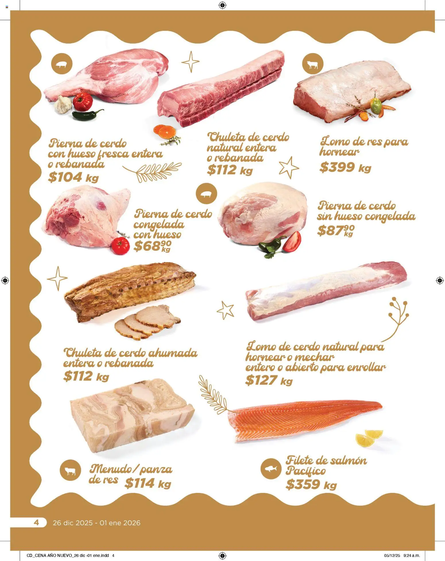 Nuevas ofertas de Chedraui válidas en toda la República Mexicana desde el 26.12.2025. ¡Encuentra las mejores ofertas en Chedraui folleto Delicias! | Página: 4 | Productos: Cerdo, Res