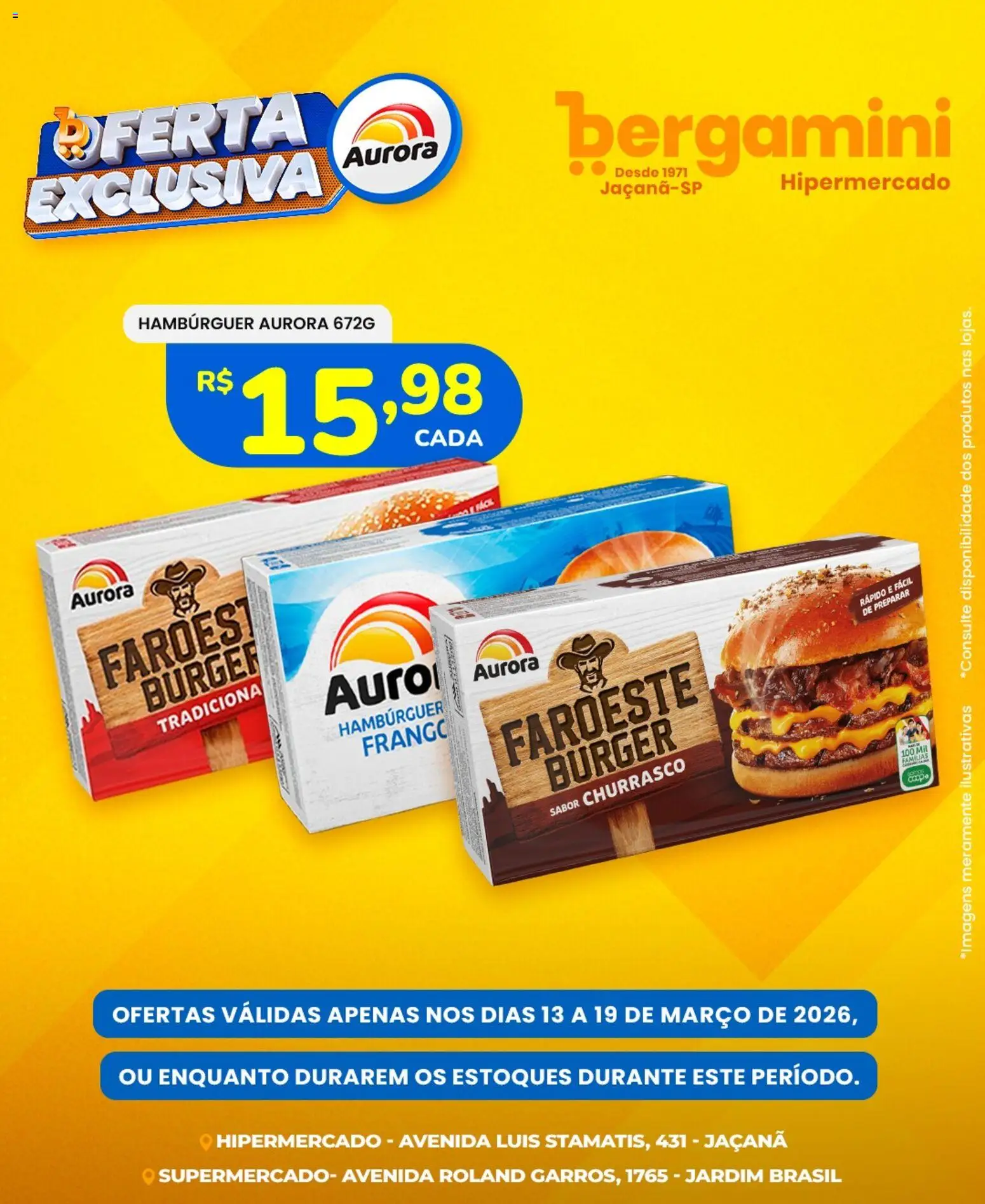 Supermercado Bergamini Folheto - válido de 13.03.2026 | Página: 4 | Produtos: Hambúrguer, Frango