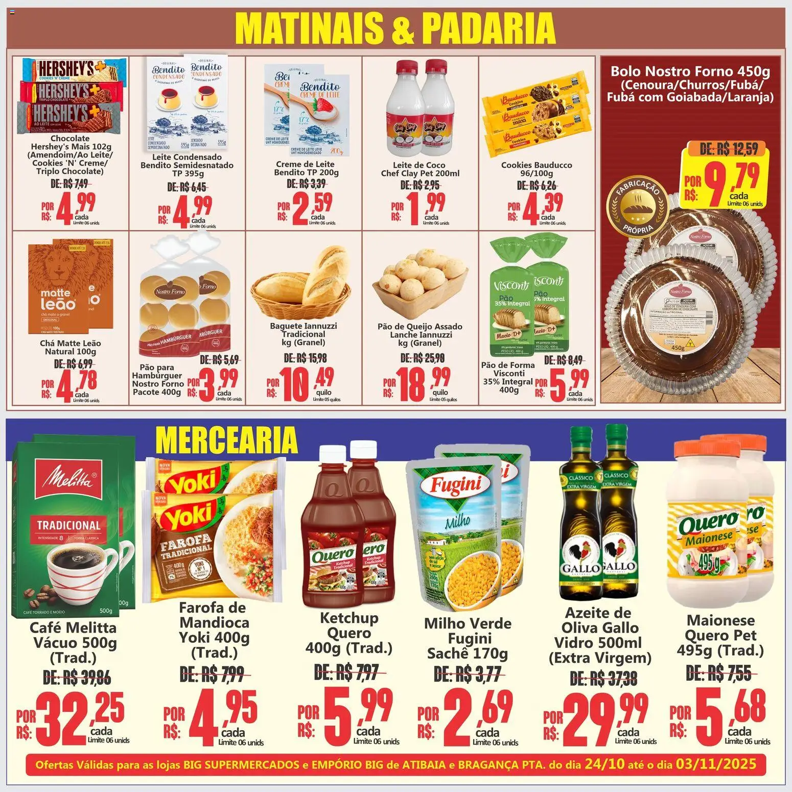 Big Supermercados Folheto - válido de 24.10.2025 | Página: 4 | Produtos: Leite, Pão de forma, Creme de leite, Maionese