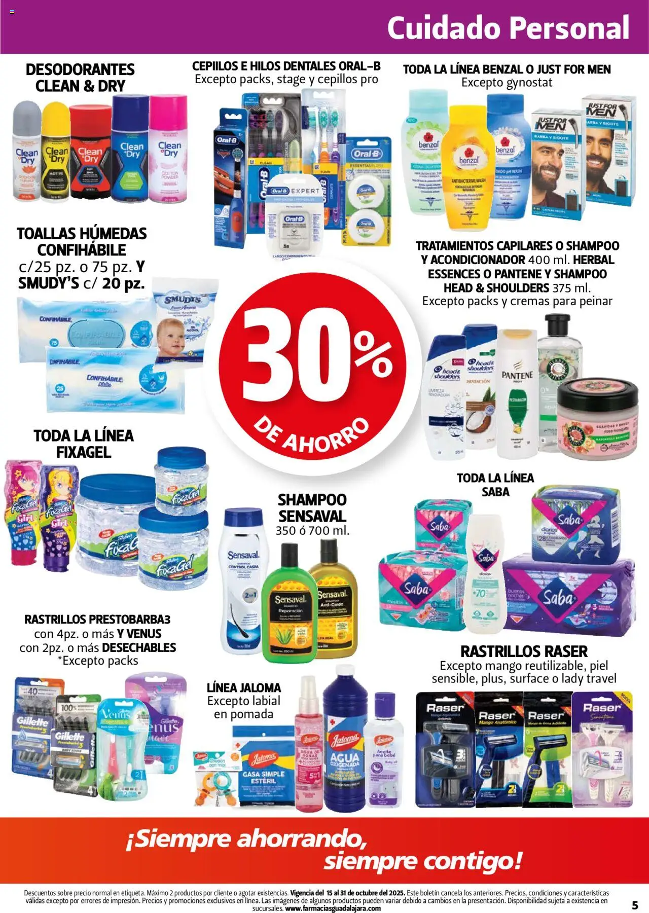 Nuevas ofertas de Farmacia Guadalajara válidas en toda la República Mexicana desde el 15.10.2025. ¡Encuentra las mejores ofertas en Farmacia Guadalajara - Catálogo! | Página: 5 | Productos: Pomada, Barra, Toallas, Acondicionador