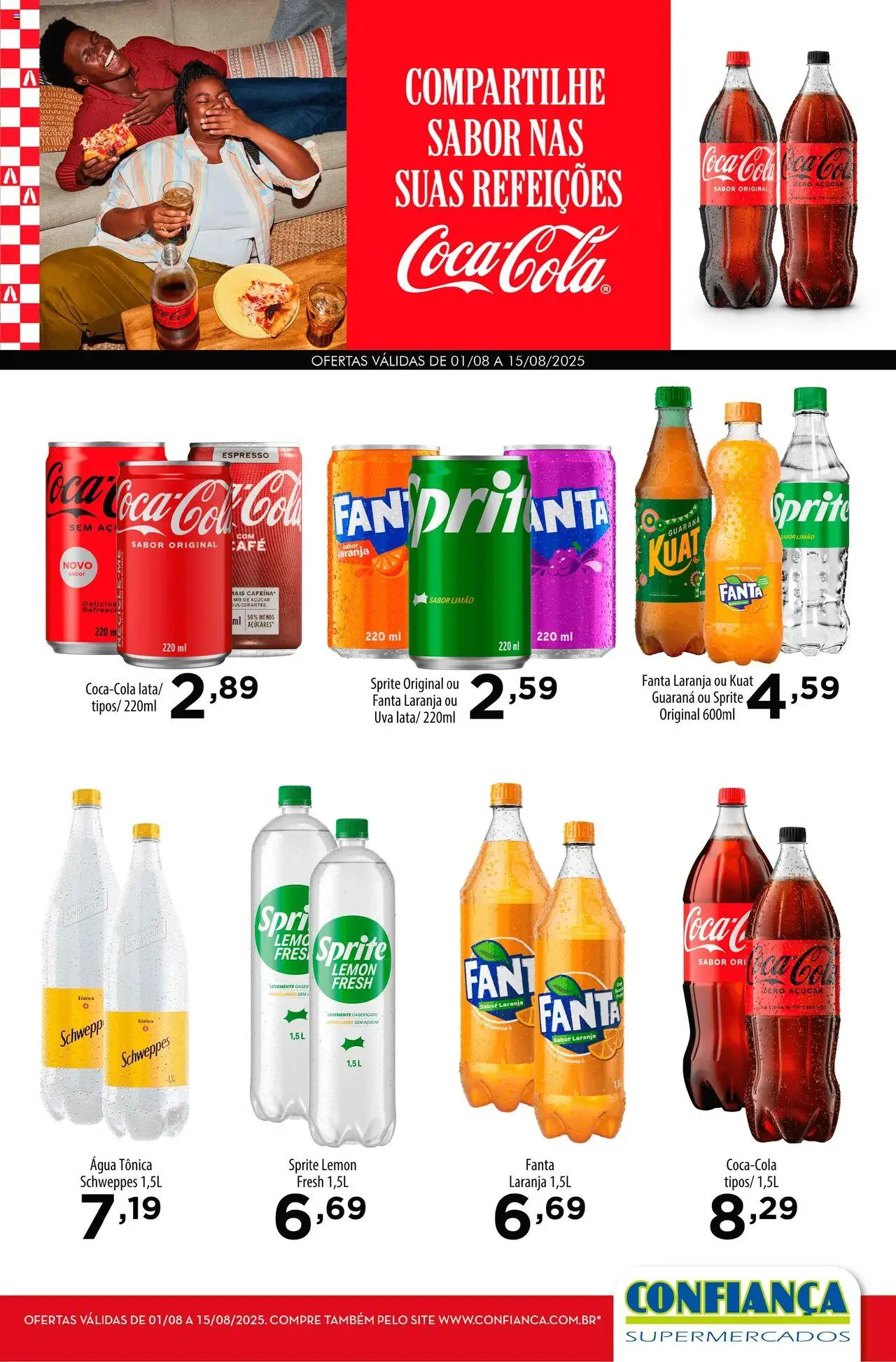 Confiança Folheto - válido de 01.08.2025 | Página: 1 | Produtos: Água tônica, Café, Açúcar, Vitamina c