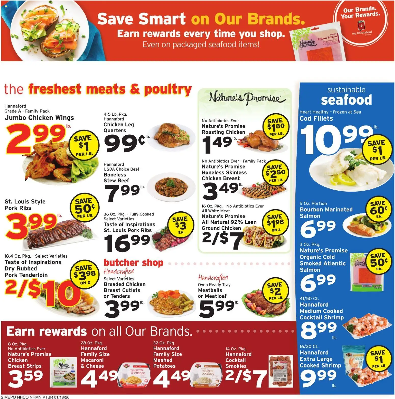 Hannaford Weekly Ad - valid from 18.01.2026 | Page: 2 | Products: Pork, Beef, Poultry, Oven