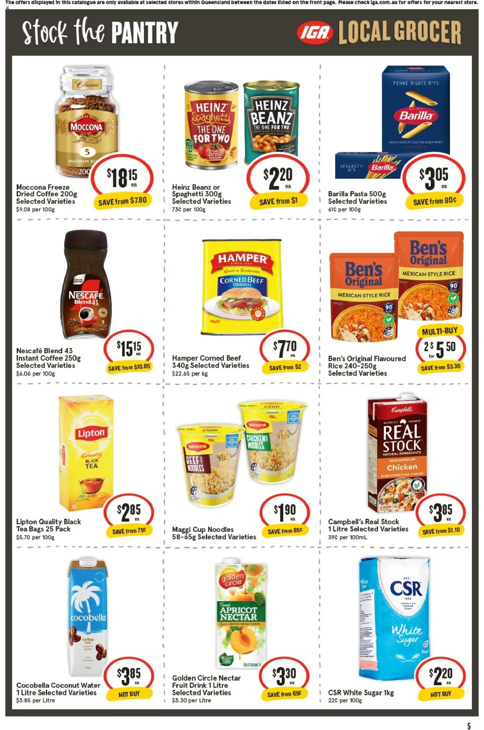 IGA catalogue - valid from 07.01.2026 | Page: 5 | Products: Chicken, Noodles, Beef, Pasta