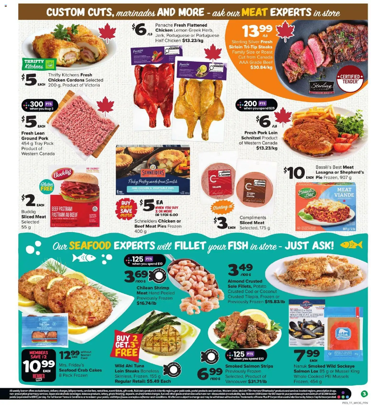 Thrifty Foods flyer valid from 01.01.2026 | Page: 4 | Products: Fish, Salami, Chicken, Pork