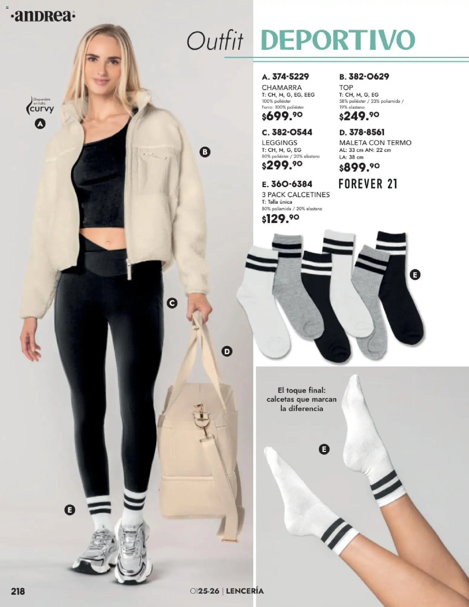 Nuevas ofertas de Andrea válidas en toda la República Mexicana desde el 26.11.2025. ¡Encuentra las mejores ofertas en Andrea catálogo Lancería, Vestir Interior otoño 2025! | Página: 54 | Productos: Leggings, Chamarra, Maleta, Lenceria
