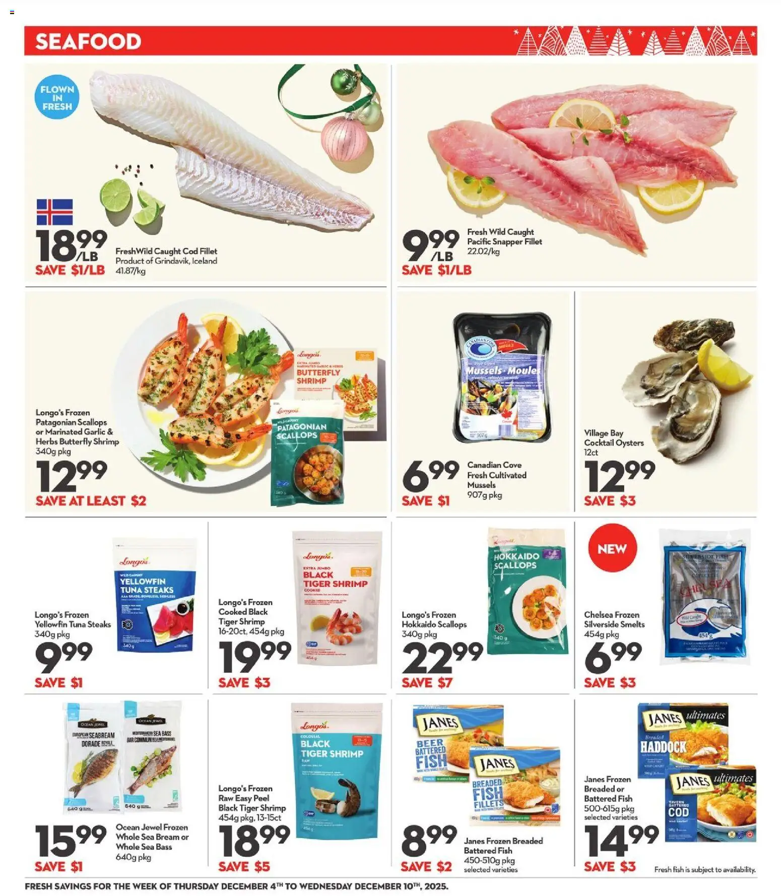 Longo's flyer valid from 04.12.2025 | Page: 7 | Products: Fish, Beer