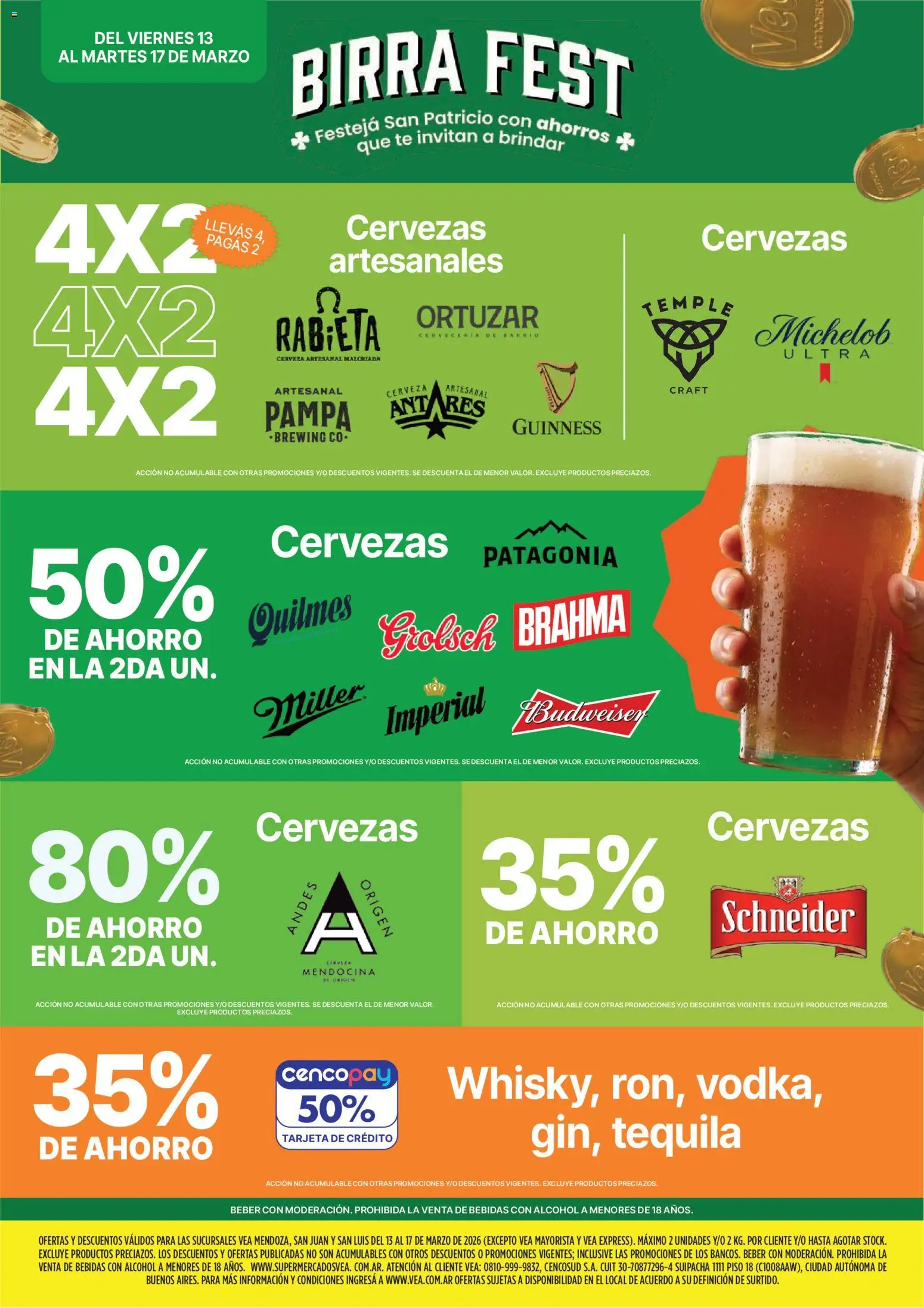 Vea - Ofertas fds Cuyo │ válido desde el 13.03.2026 | Página: 8 | Productos: Cerveza, Té