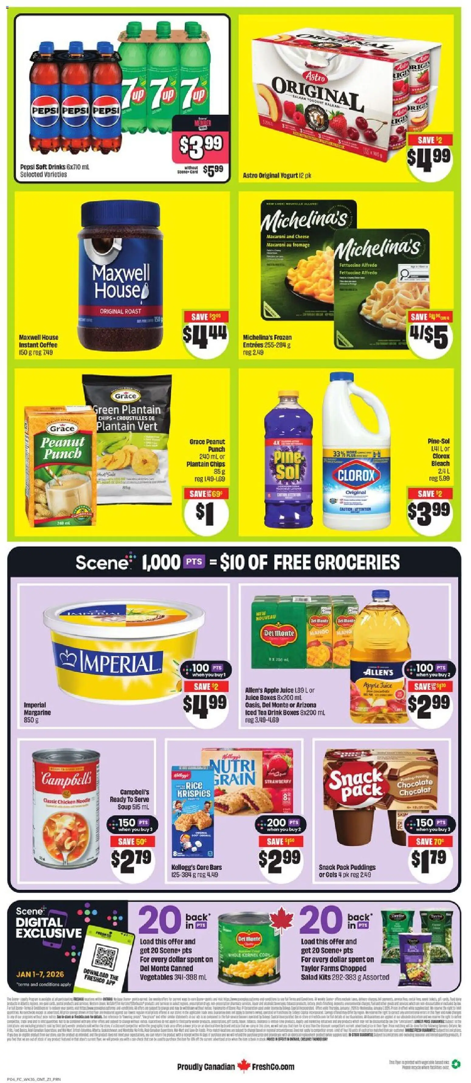 FreshCo flyer valid from 01.01.2026 | Page: 2 | Products: Chips, Chocolate, Juice, Chicken