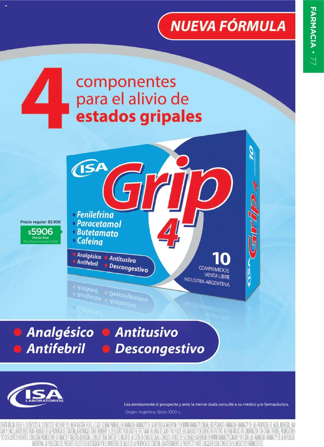 Farmacity catálogo │ válido desde el 01.08.2025 | Página: 77 | Productos: Analgésico