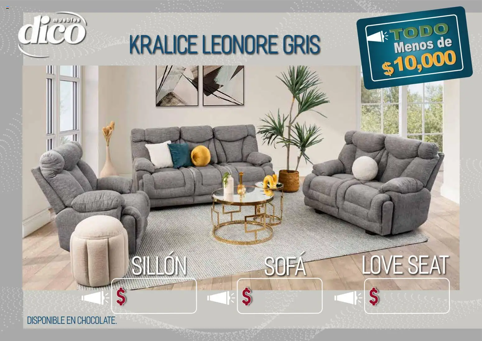 Nuevas ofertas de Muebles Dico válidas en toda la República Mexicana desde el 09.04.2026. ¡Encuentra las mejores ofertas en Muebles Dico catálogo Todo menos de 10000 Pacifico! | Página: 43 | Productos: Sofá, Sillón