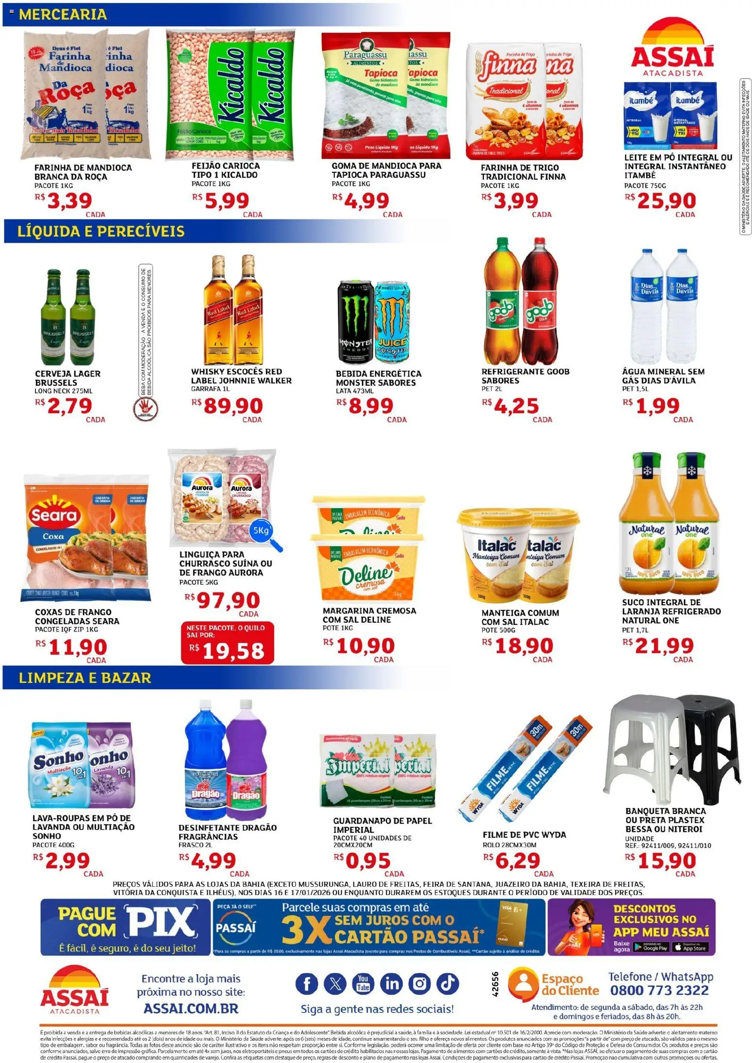 Assaí Atacadista Folheto - válido de 16.01.2026 | Página: 2 | Produtos: Tapioca, Suco, Pneus, Bebida