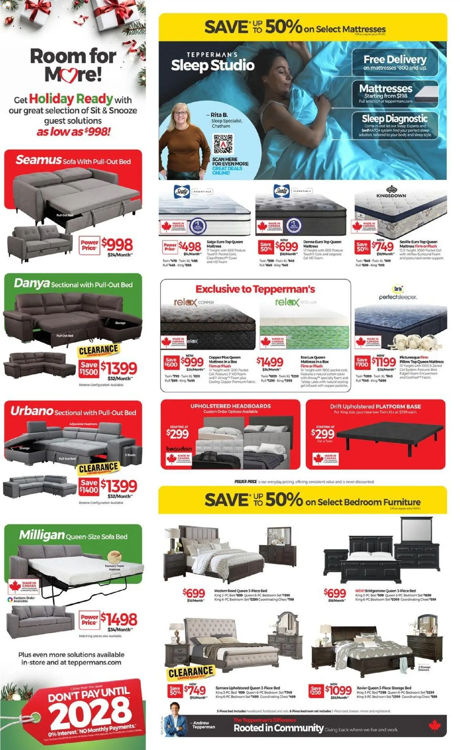 Tepperman's flyer valid from 11.12.2025 | Page: 2 | Products: Bed, Mattress, Pillow, Box