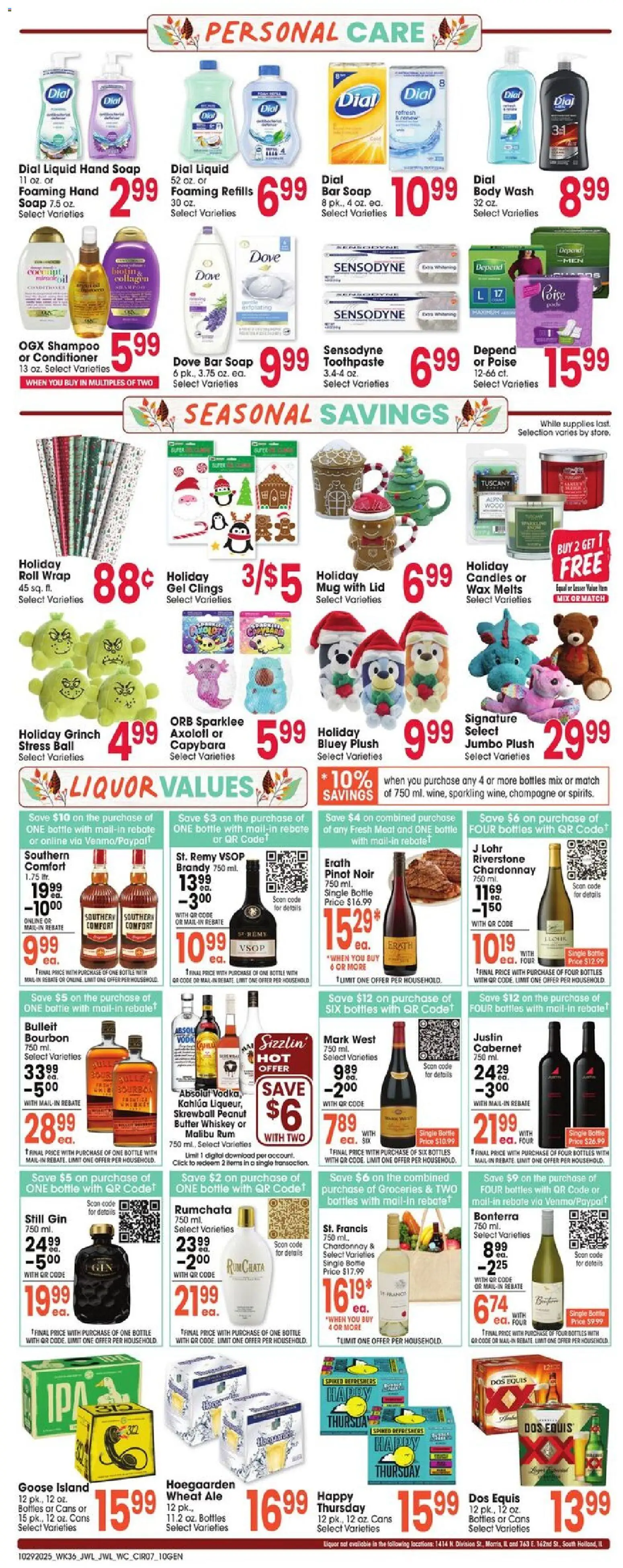 Jewel Osco Weekly Ad - valid from 29.10.2025 | Page: 7 | Products: Shampoo, Toothpaste, Gin, Whiskey