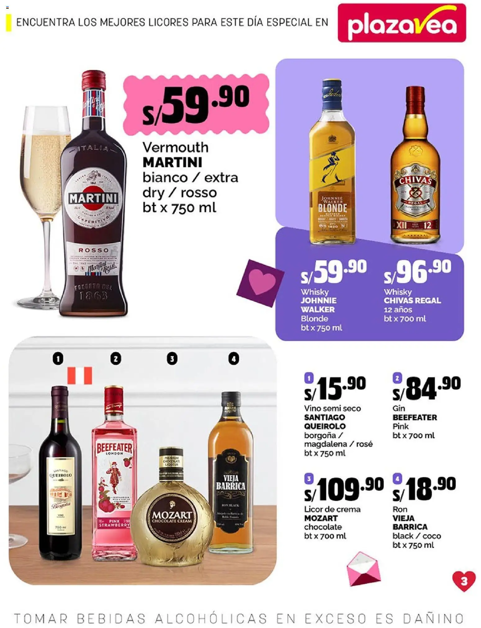 Catálogo Plaza Vea válido desde 02.02.2026 | Página: 3 | Productos: Chocolate, Vino, Crema, Whisky