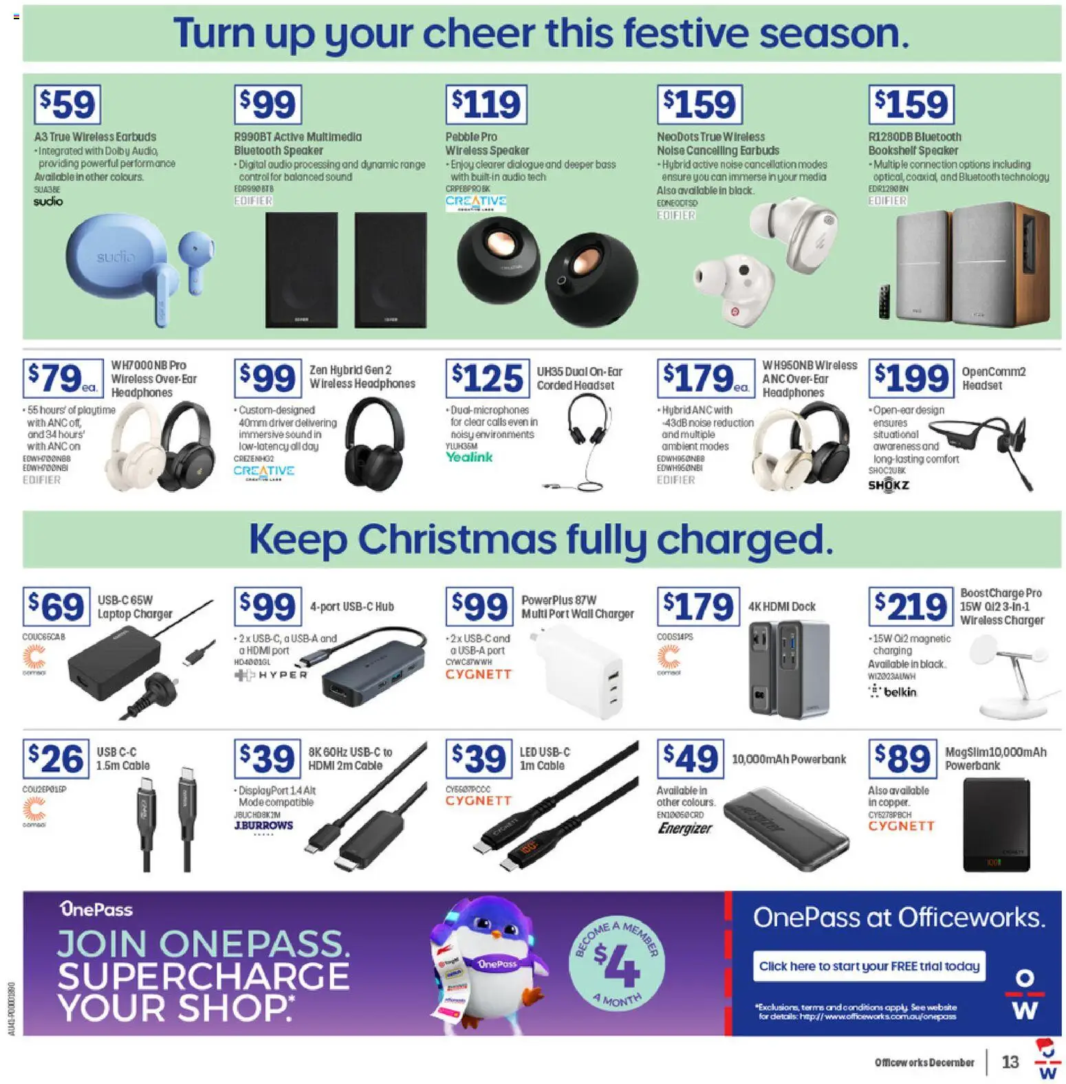 Officeworks catalogue - valid from 04.12.2025 | Page: 13 | Products: Bookshelf, Headphones, Cable, Laptop