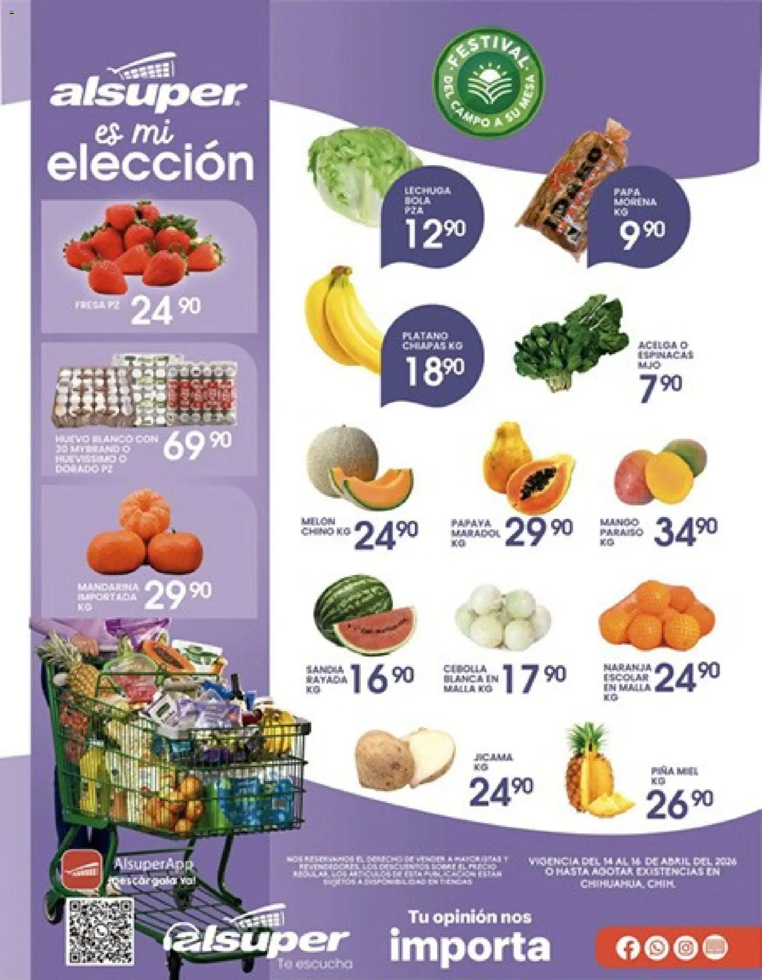 Nuevas ofertas de Alsuper válidas en toda la República Mexicana desde el 14.04.2026. ¡Encuentra las mejores ofertas en Alsuper folleto Chihuahua-Ciudad! | Página: 1 | Productos: Fresa, Papa, Piña, Malla
