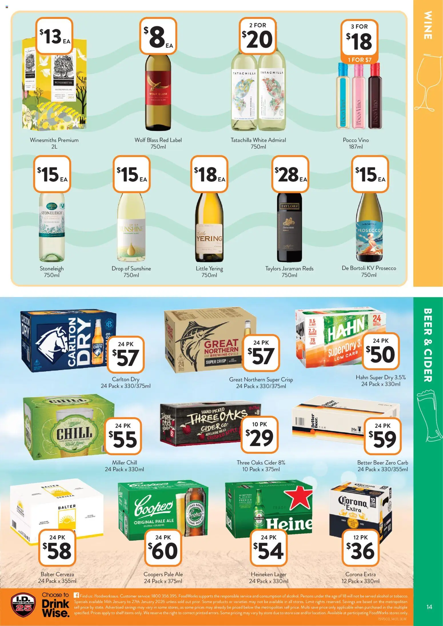 Foodworks catalogue - valid from 14.01.2026 | Page: 14 | Products: Shelf, Wine, Beer
