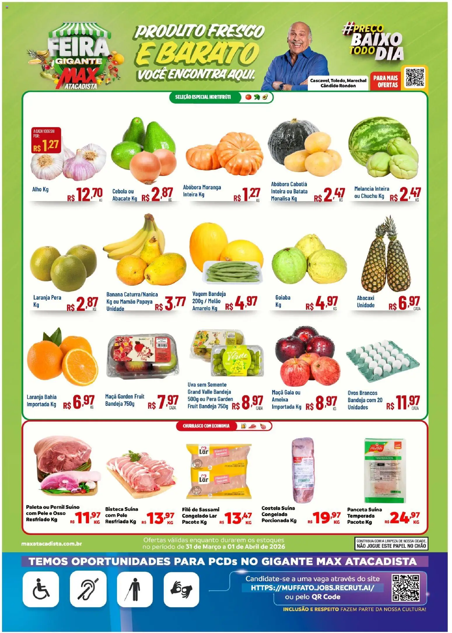 Max Atacadista Folheto - válido de 31.03.2026 | Página: 1 | Produtos: Goiaba, Moranga, Abóbora, Mamão