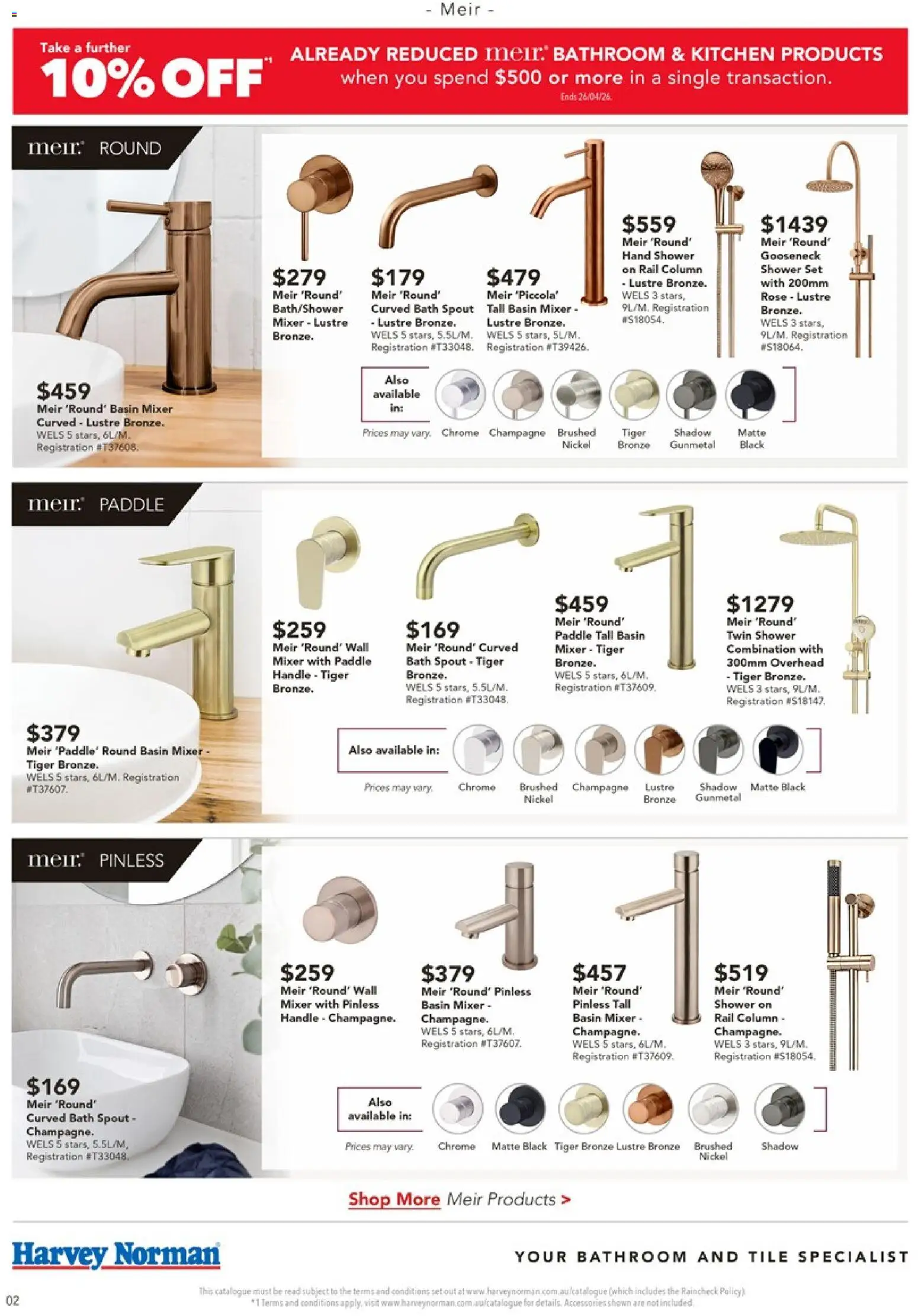 Harvey Norman catalogue - valid from 08.04.2026 | Page: 2 | Products: Bath, Shower, Accessories, Mixer
