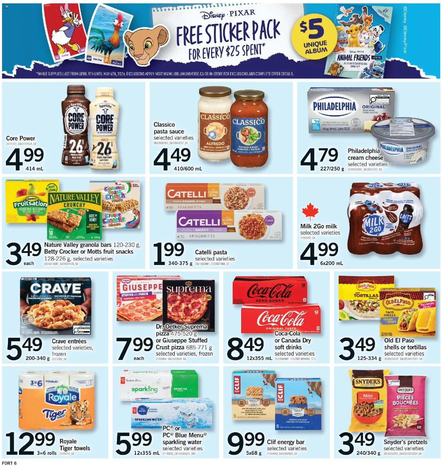 Fortinos flyer valid from 16.04.2026 | Page: 7 | Products: Pasta, Milk, Cheese, Pizza