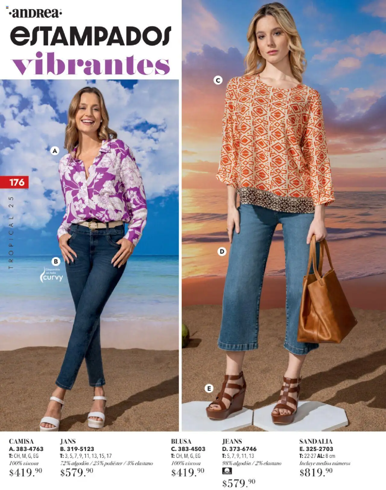 Nuevas ofertas de Andrea válidas en toda la República Mexicana desde el 17.08.2025. ¡Encuentra las mejores ofertas en Andrea - Catálogo Tropical Otoño / Invierno! | Página: 176 | Productos: Blusa, Camisa, Algodón