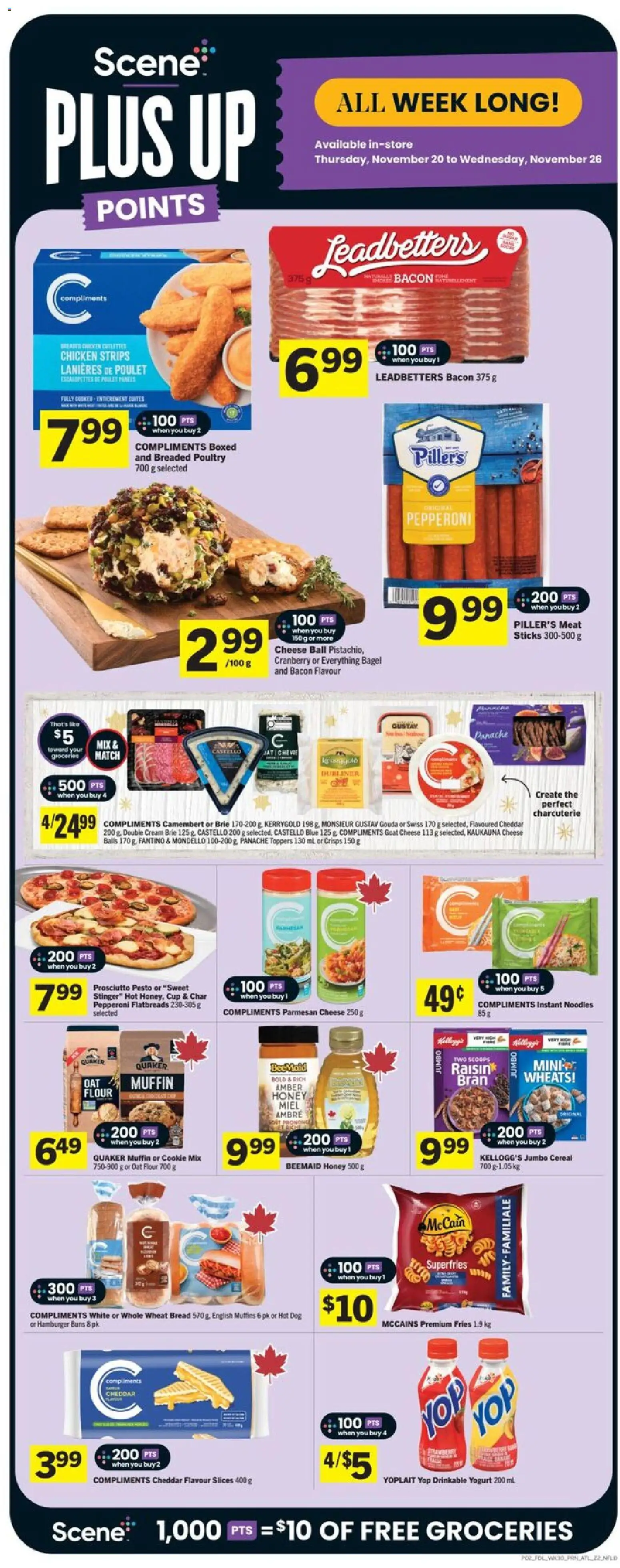 Foodland flyer valid from 20.11.2025 | Page: 3 | Products: Noodles, Cream, Yogurt, Bread